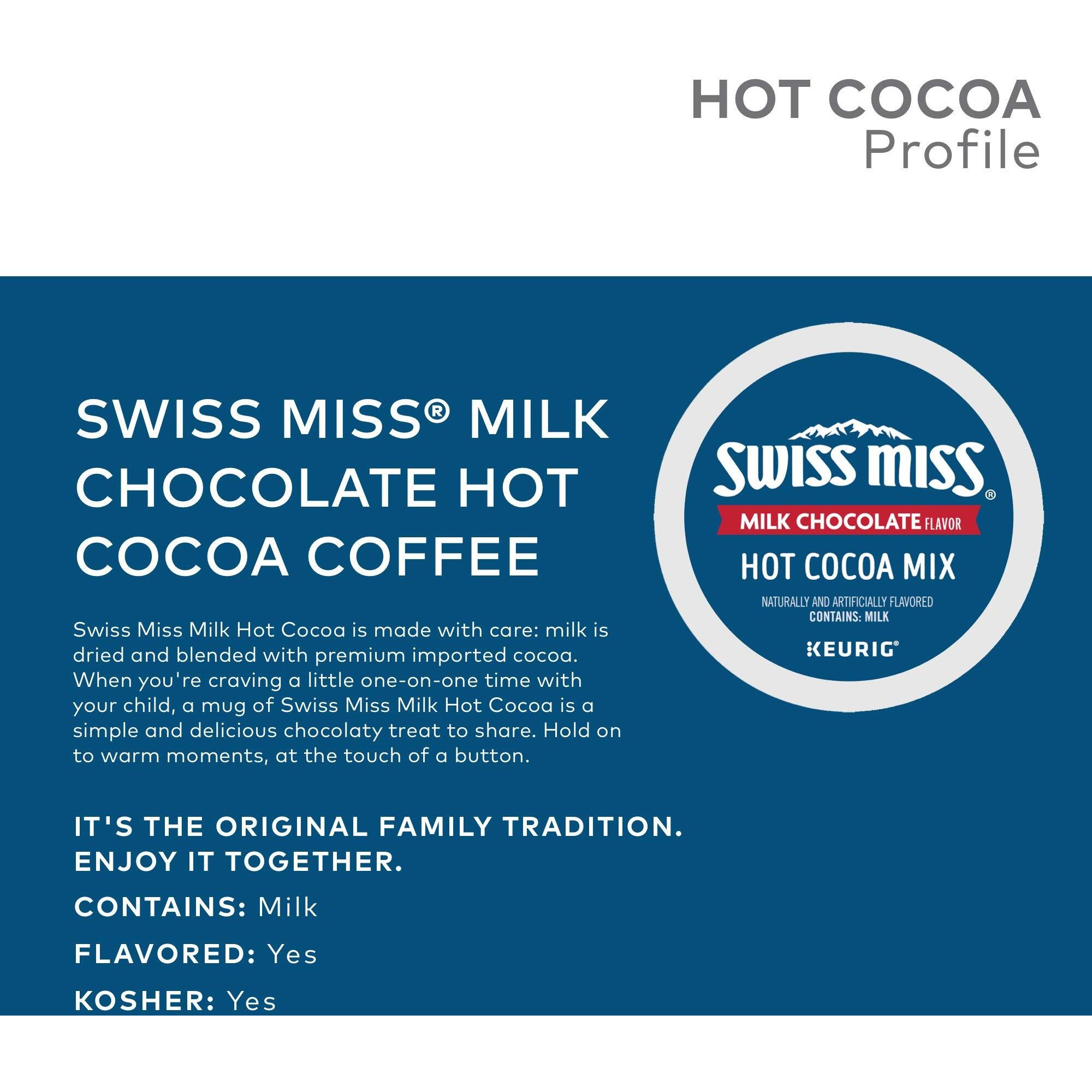 Swiss Miss Milk Chocolate Hot Cocoa, Keurig Single-Serve Hot Chocolate K-Cup Pods, 72 Count