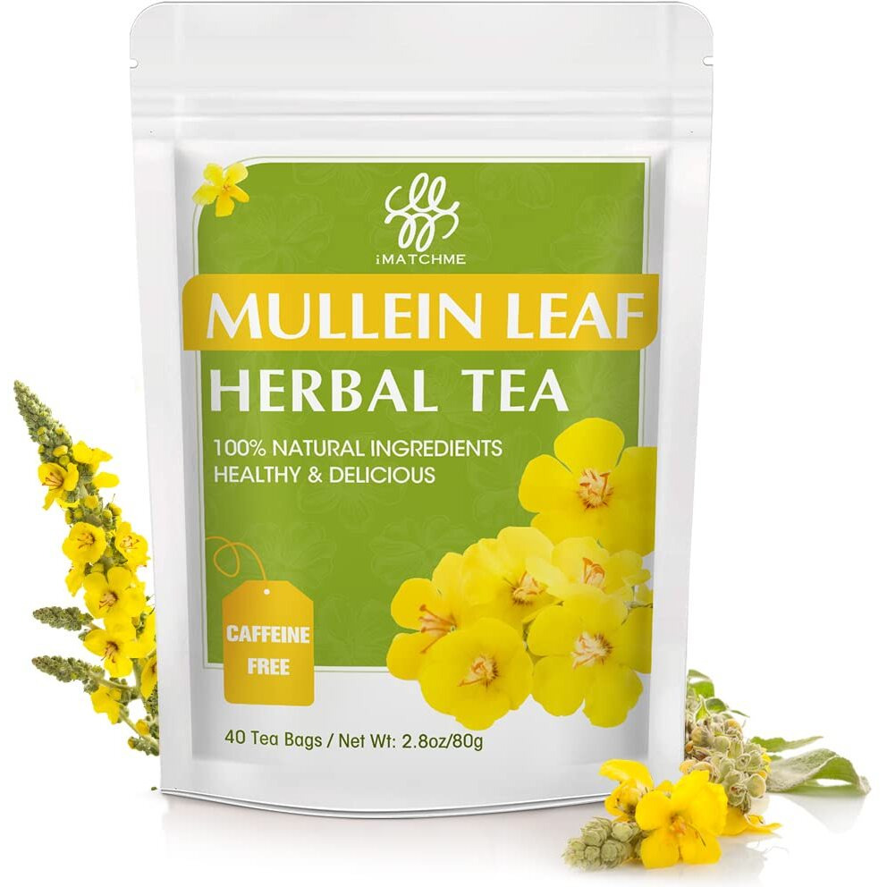 Mullein Leaf Tea, Mullein Tea Bags For Lung Cleanse, Respiratory Support And Mucous Membranes, Herbal Tea Caffeine Free, Non-Gmo, 40 Tea Bags