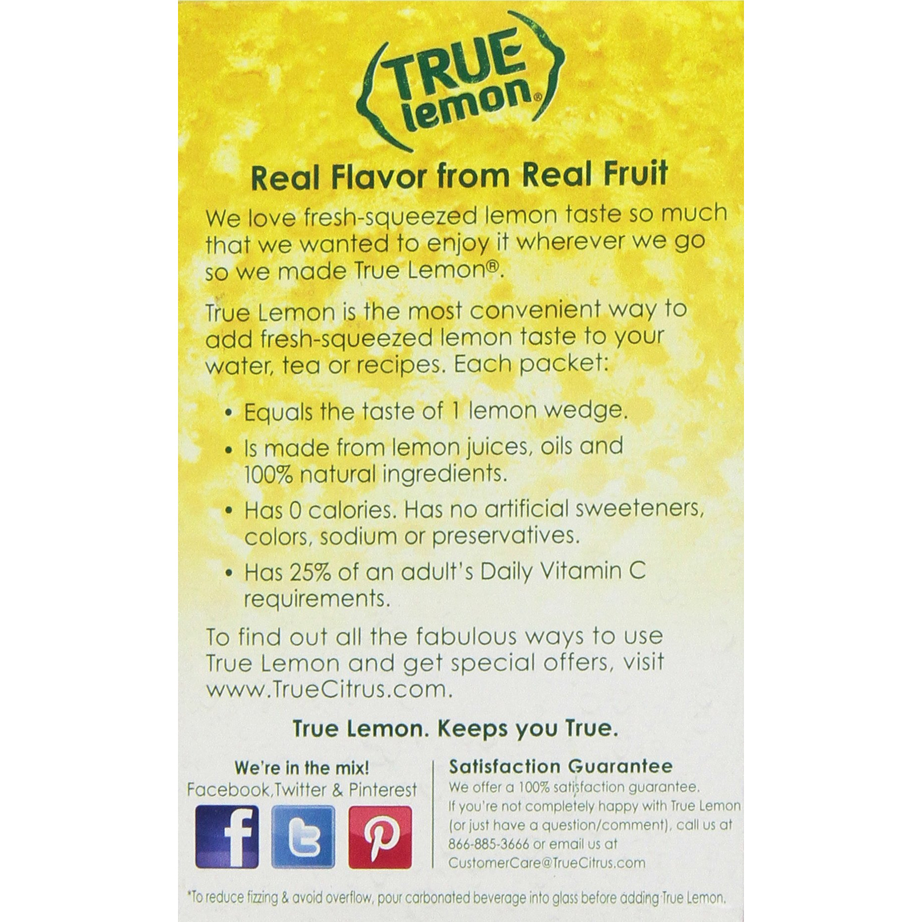 True Citrus - True Lemon Crystallized Lemon (2 Boxes Of 32  64 Packets)