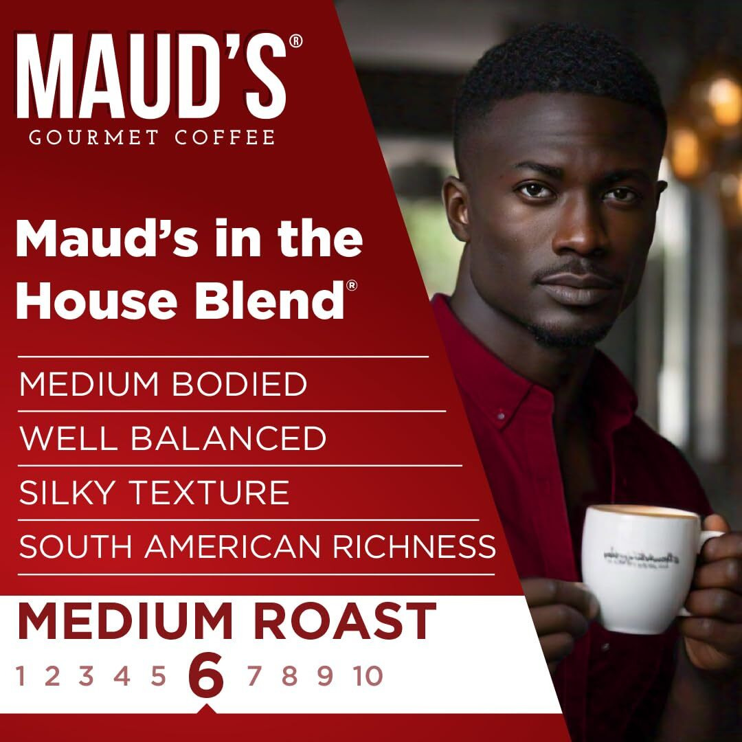Maud's Medium Roast Coffee Pods, 100 Ct | In The House Blend | 100% Arabica Medium Roast Coffee | Solar Energy Produced Recyclable Pods Compatible With Keurig K Cups Maker