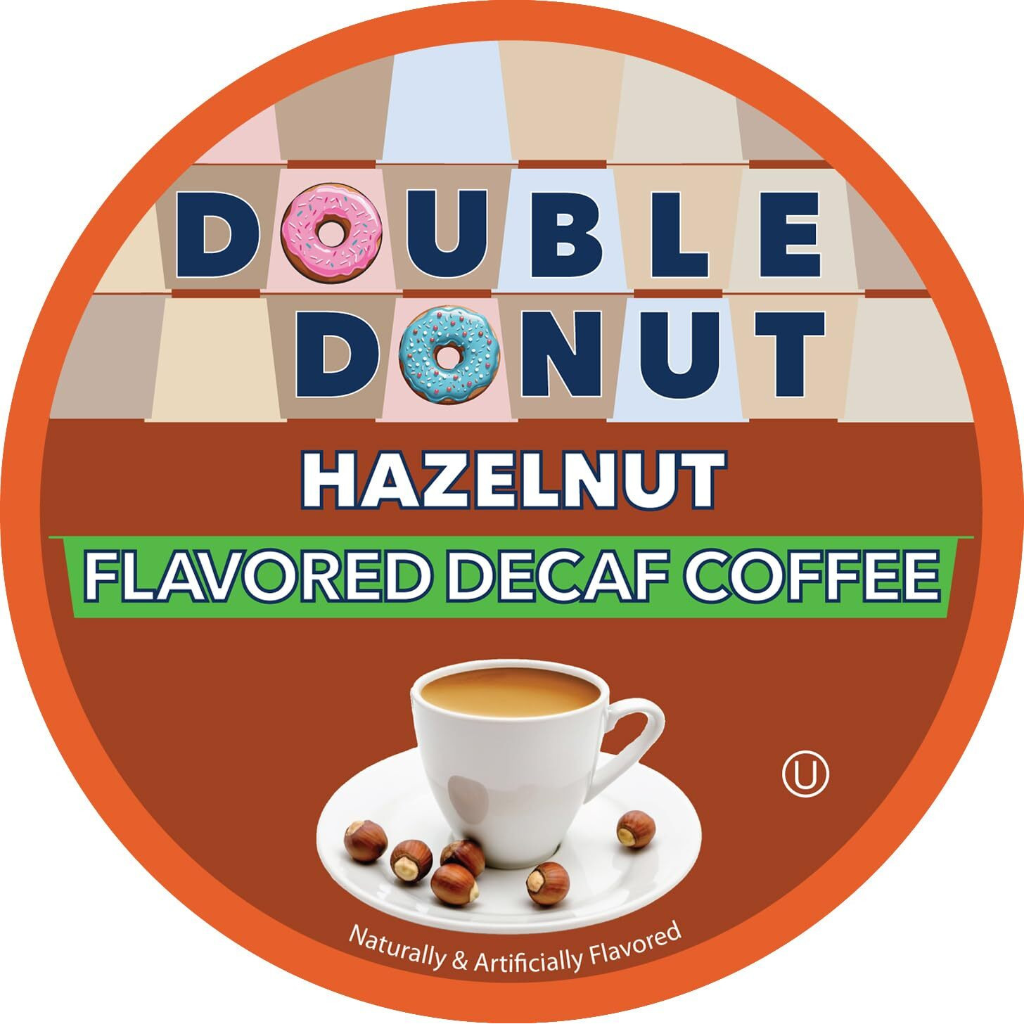 Double Donut Coffee Hazelnut Decaf Coffee Pods Medium Roast Decaffeinated Coffee Pods With Nutty Hazelnut Flavor For Keurig K Cup Machines (Synchkg109853) (Pack Of 24 )