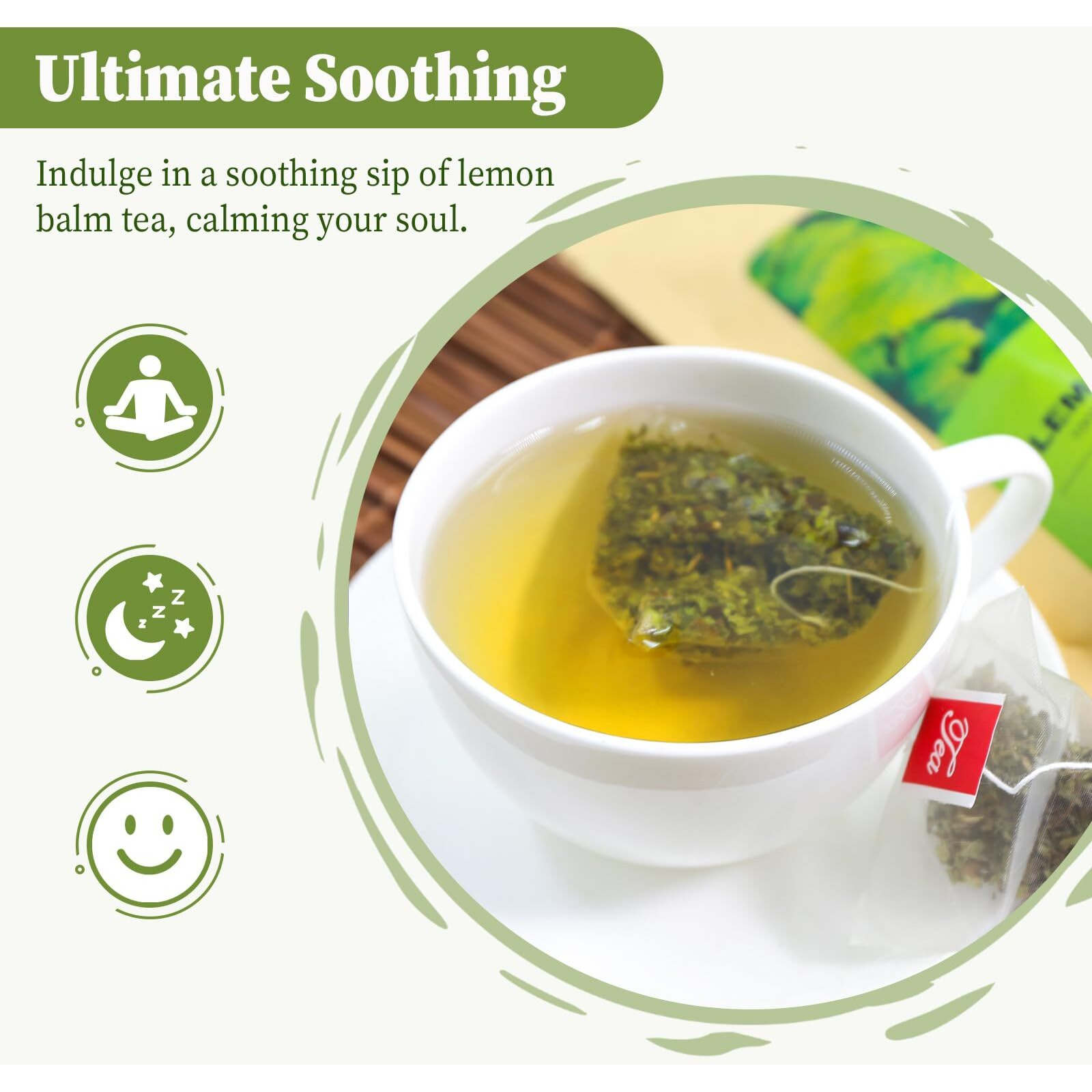 Fullchea - Lemon Balm Tea Bag, 40 Teabags, 1.5G/Bag - Premium Lemon Balm Herb - Melissa Officinalis - Non-Gmo - Caffeine-Free - Promotes Relaxation & Support Digestion