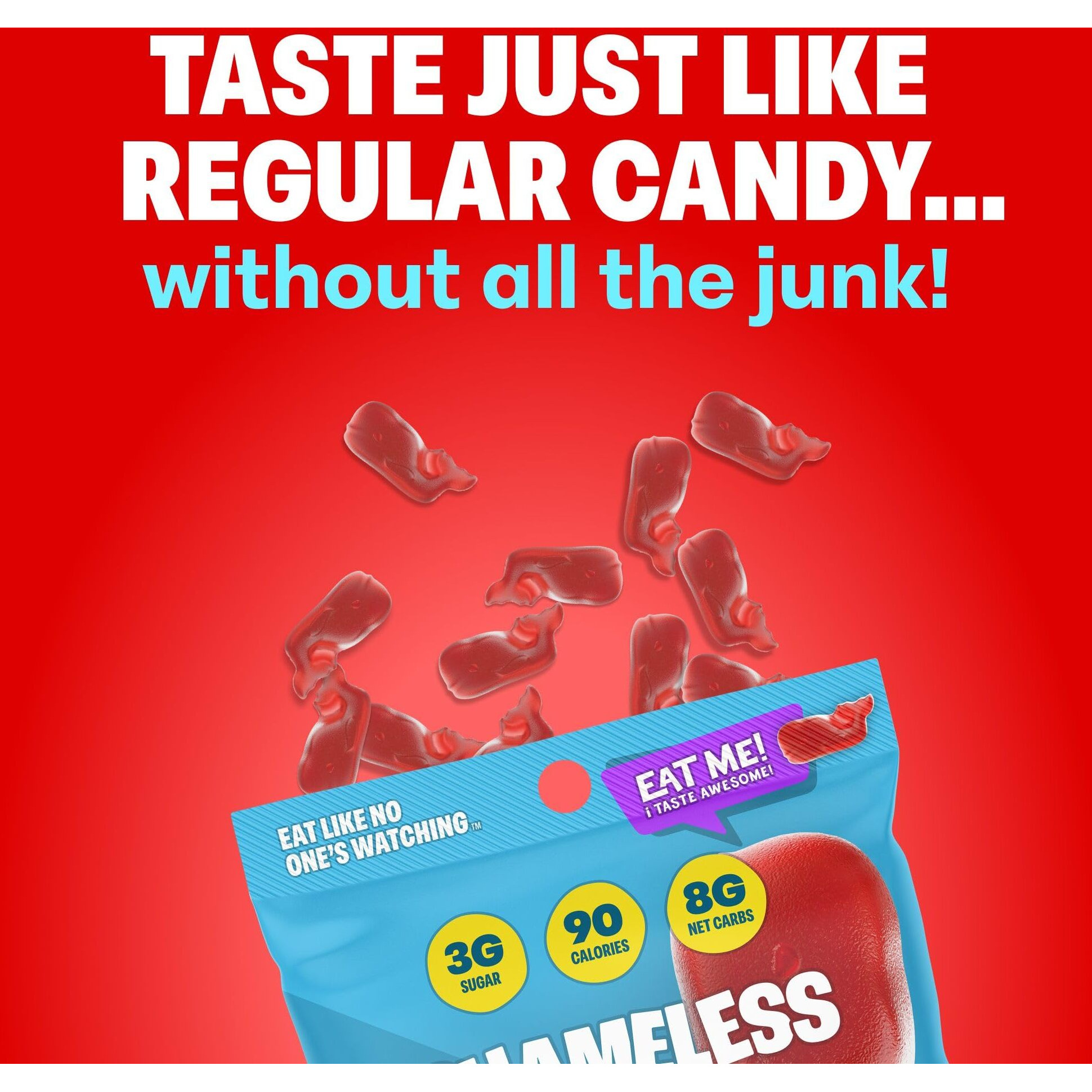 Shameless Snacks - Healthy Low Calorie Snacks, Low Carb Keto Gummies (Gluten Free Candy) - 6 Pack Wunderlicious Whales
