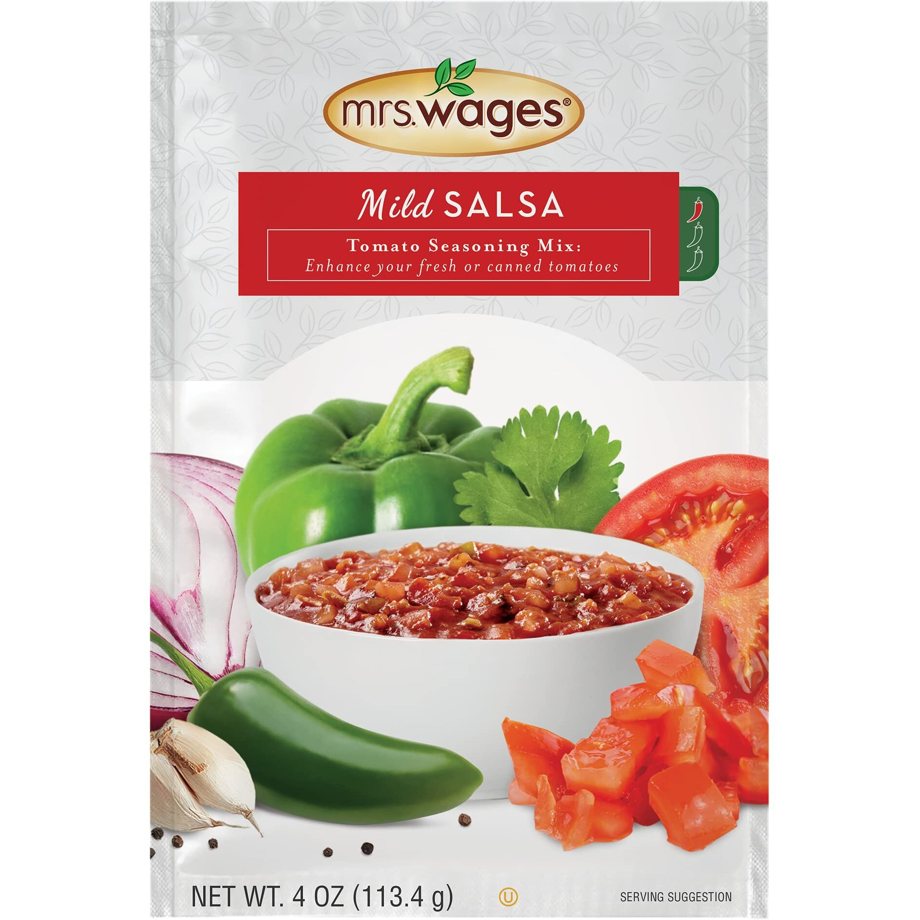 Mrs. Wages Mild Salsa Canning Mix, Easy-To-Use, Simple Homemade Salsa, Mild Spice Flavoring, Enahnce Your Tomatoes, 4 Oz Packet (Value Pack Of 12)