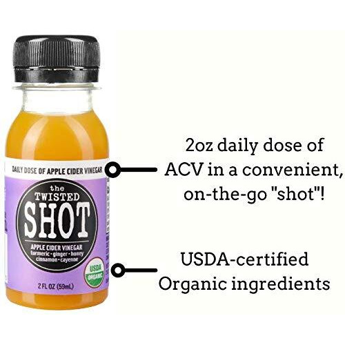 The Twisted Shot | Apple Cider Vinegar Shots With Turmeric, Ginger, Cinnamon, Honey & Cayenne | Wellness Drink | 100% Usda Certified Organic | Gut Health | 48-Pack Of 2Oz Shots