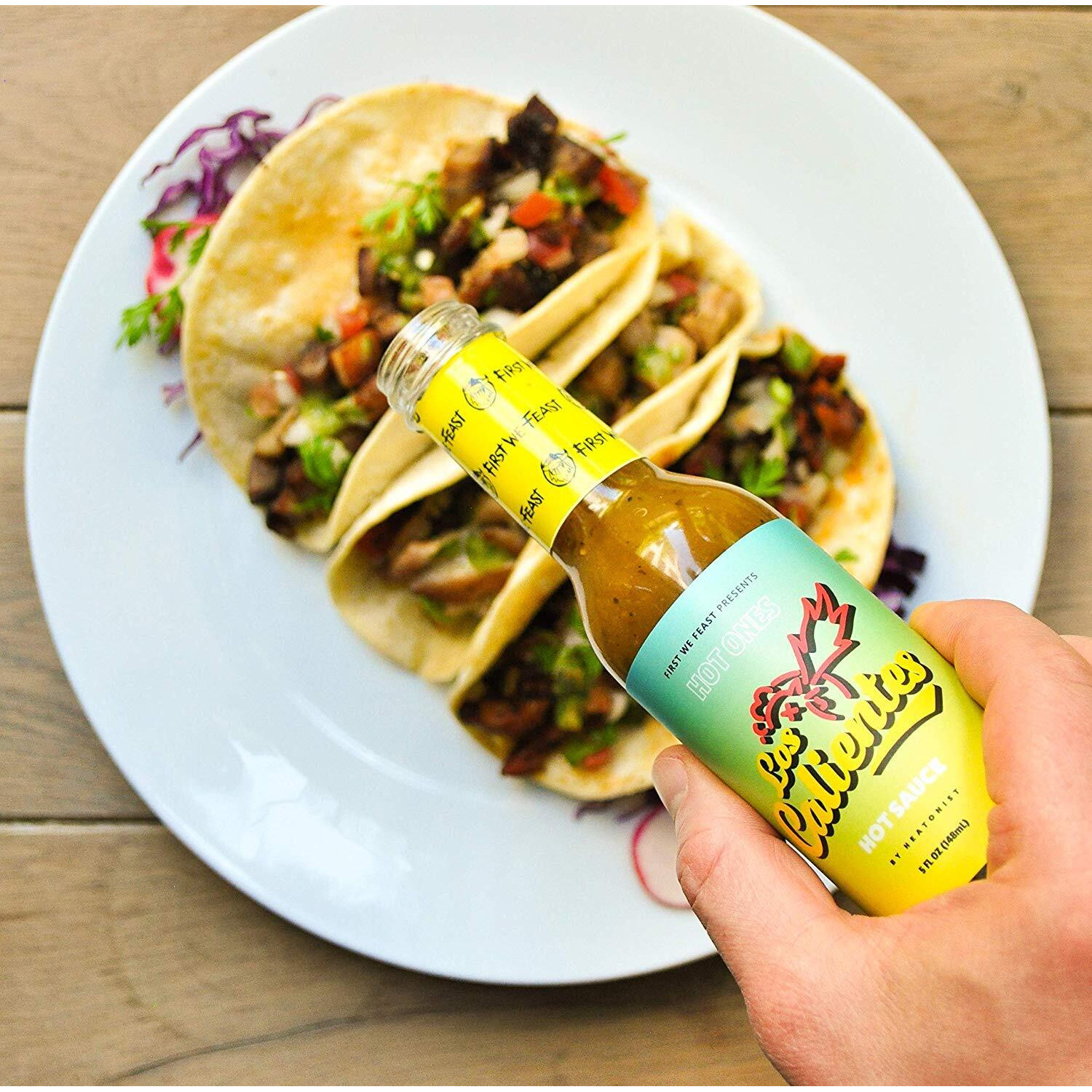 Hot Ones Los Calientes Verde Hot Sauce Made With Natural Ingredients & Fiery Flavors From Green Serrano Peppers, Orange Habanero & Apricot, 5 Fl Oz Bottles (3-Pack)