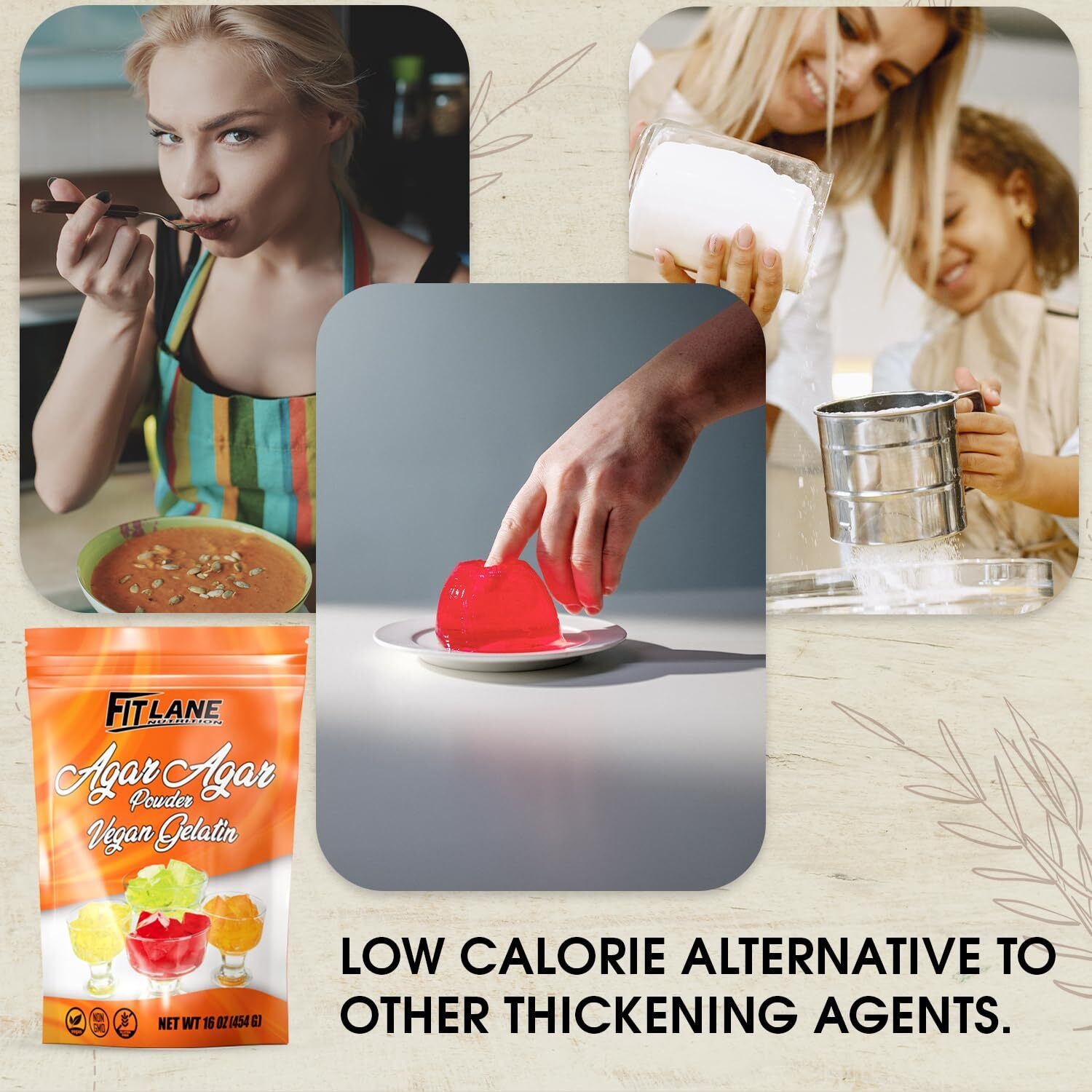 Agar Agar Powder 8Oz - Vegan Gelatin Powder Unflavored - For Use In Baking, Vegan Jello, Diy Petri Dishes, As A Thickener And Gummy Candy Mixes - Nutrient Rich - By Fit Lane Nutrition