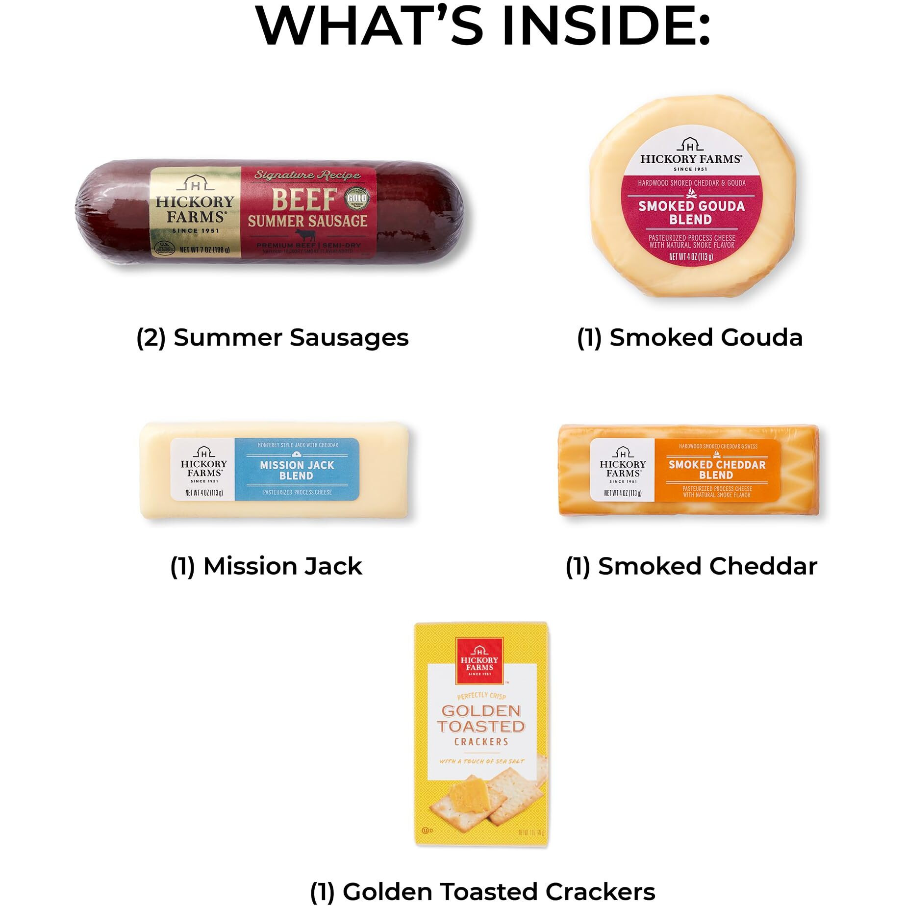 Hickory Farms Beef Summer Sausage & Cheese Medium Gift Box - Gourmet Food Gift Basket | Charcuterie Board Food - Meat And Cheese | Christmas Gift Basket | Father's Day Gift Basket | Holiday Gift Basket | Housewarming Gift | Perfect For Family, Birthday, Sympathy, Congratulations Gifts, Retirement, Thinking Of You, Corporate Gifts