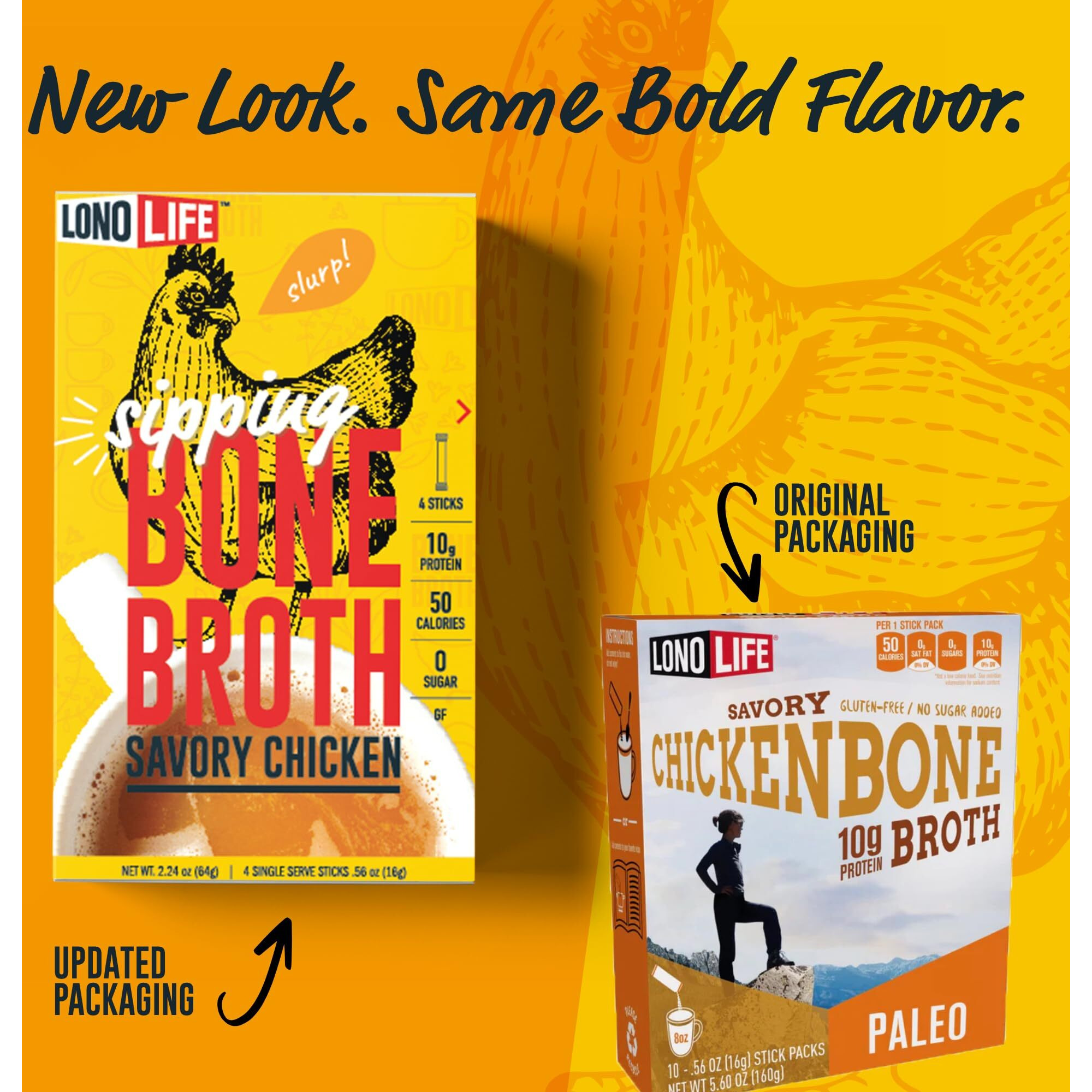 Lonolife Chicken Bone Broth Powder Mix | 10G Protein | Collagen-Rich, Keto & Paleo Friendly | Natural Ingredients | 8Oz Bulk Container (15 Servings)