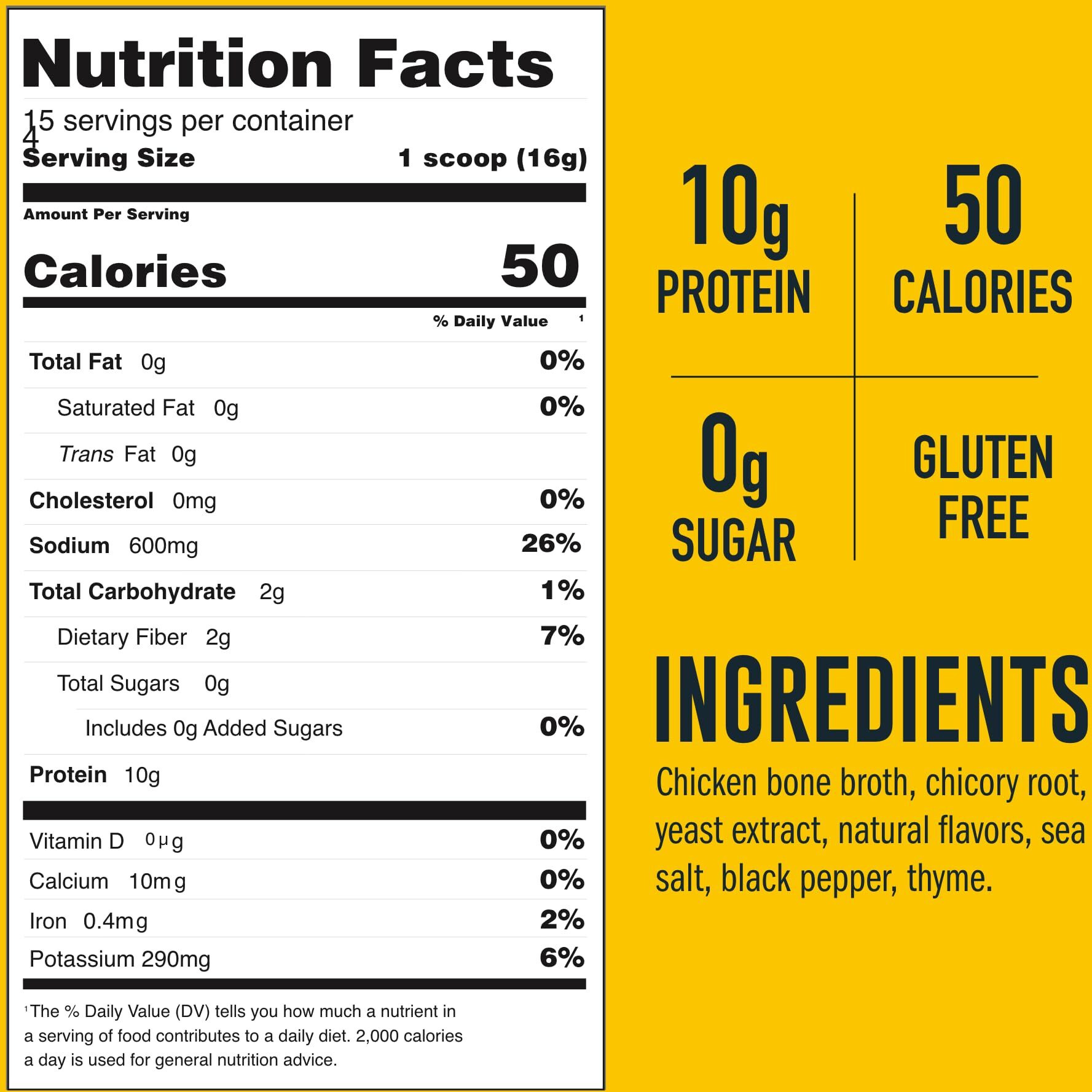 Lonolife Chicken Bone Broth Powder Mix | 10G Protein | Collagen-Rich, Keto & Paleo Friendly | Natural Ingredients | 8Oz Bulk Container (15 Servings)