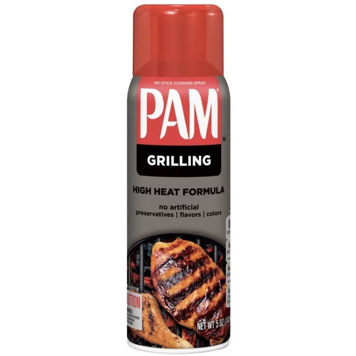 Pam No-Stick Cooking Spray - Grill - For High Temperature - Net Wt. 5 Oz (141 G) Each - Pack Of 2