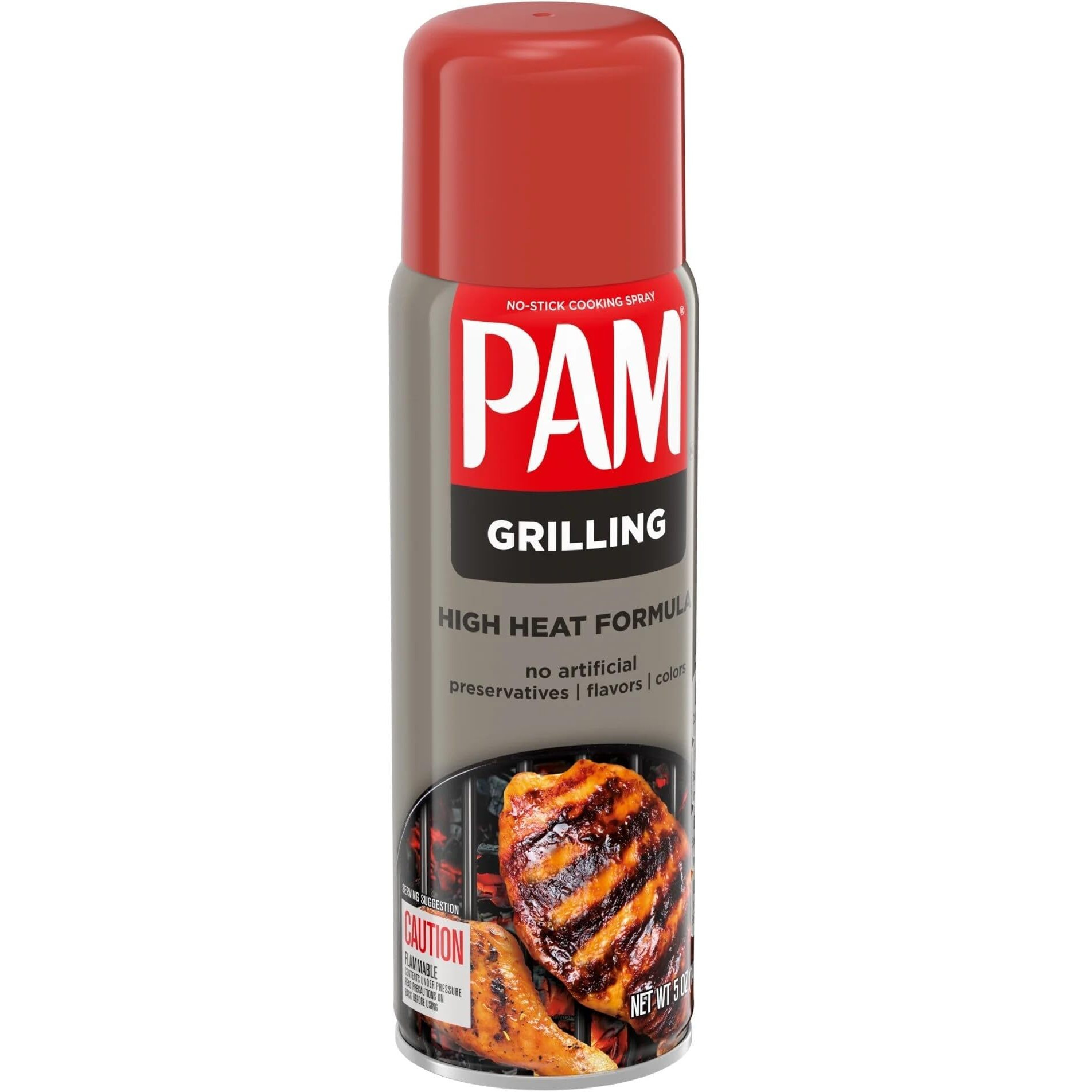 Pam No-Stick Cooking Spray - Grill - For High Temperature - Net Wt. 5 Oz (141 G) Each - Pack Of 2