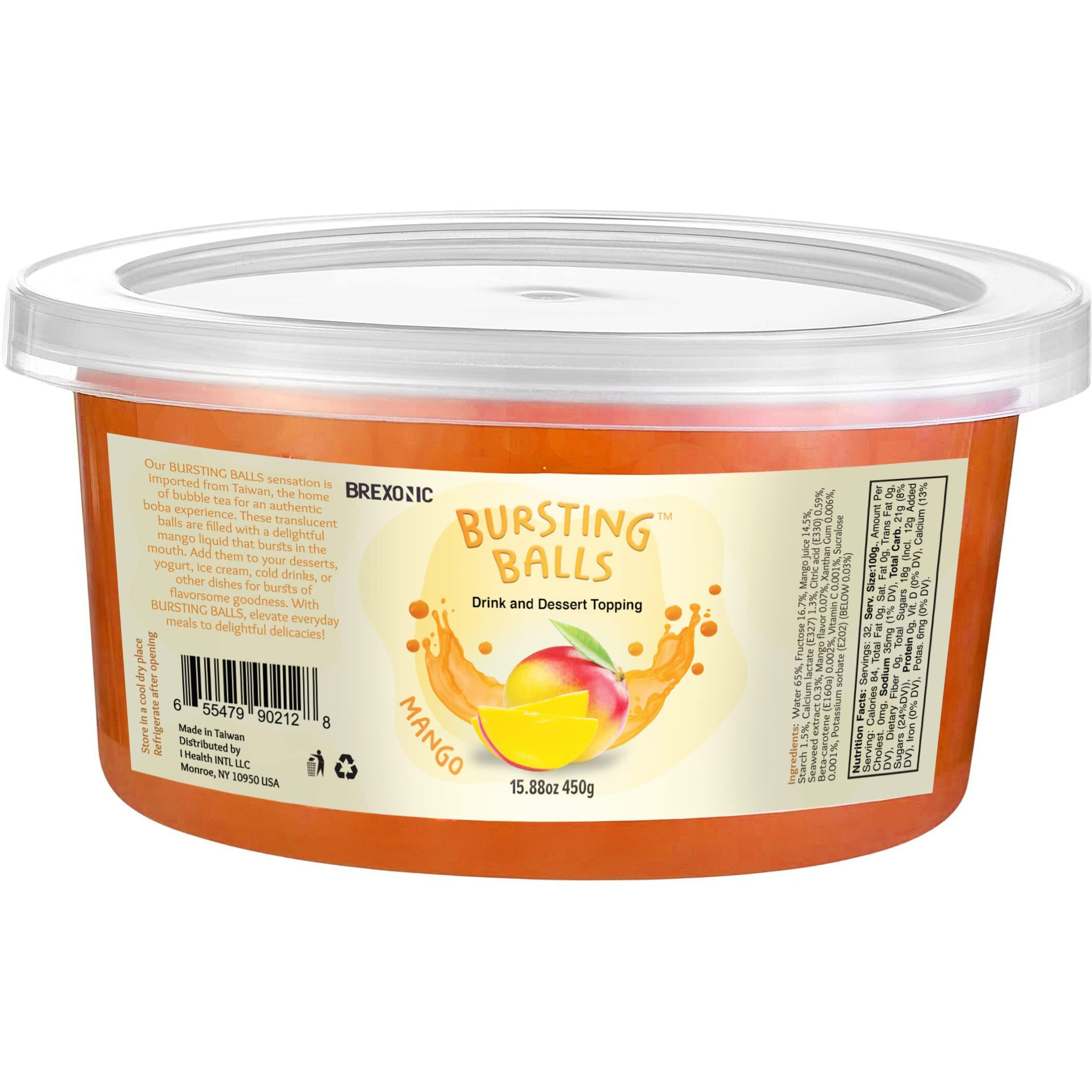 Mango Boba Pearls, Mango Popping Boba Bursting Boba, Mango Bubble Tapioca Pearls For Bubble Tea (Mango, 1 Lb Pack Of 1)