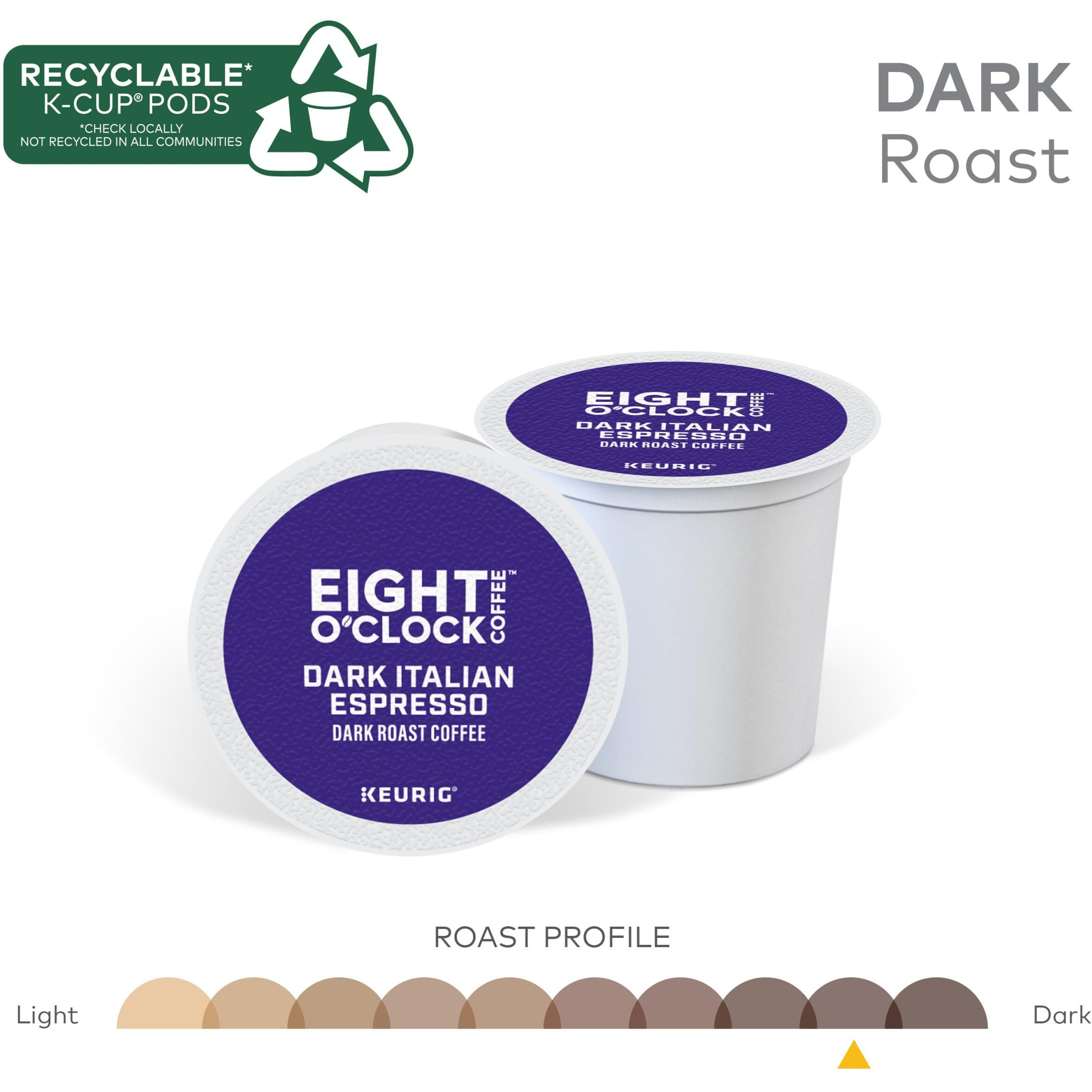 Eight O Clock, Dark Italian Roast, Single-Serve Keurig K-Cup Pods, Dark Roast Coffee, 96 Count (4 Boxes Of 24 Pods)