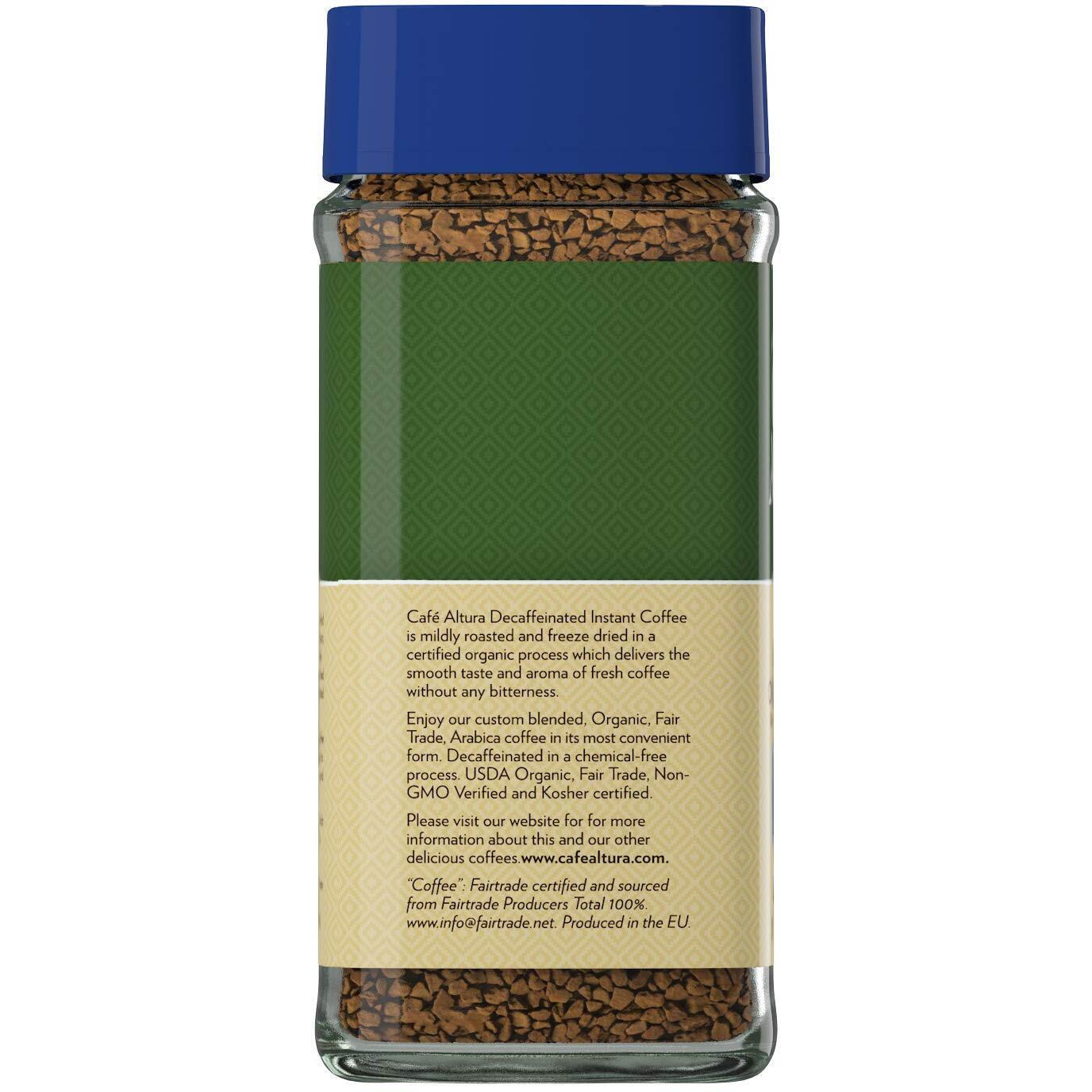 Cafe Altura Organic Fair Trade Decaf Instant Coffee, 3.53 Oz (Pack Of 2)