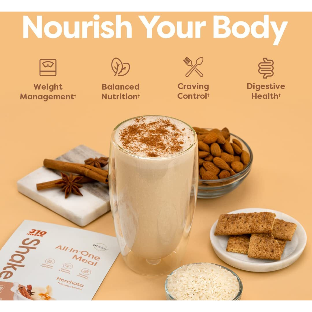 310 Nutrition - All In One Meal Replacement Shake - Fiber Rich Vegan Superfood Blend - Natural Sweeteners - Low Carb Shake, Keto & Paleo Friendly - Gluten Free - 26 Essential Vitamins & Minerals (Horchata, 14 Servings)