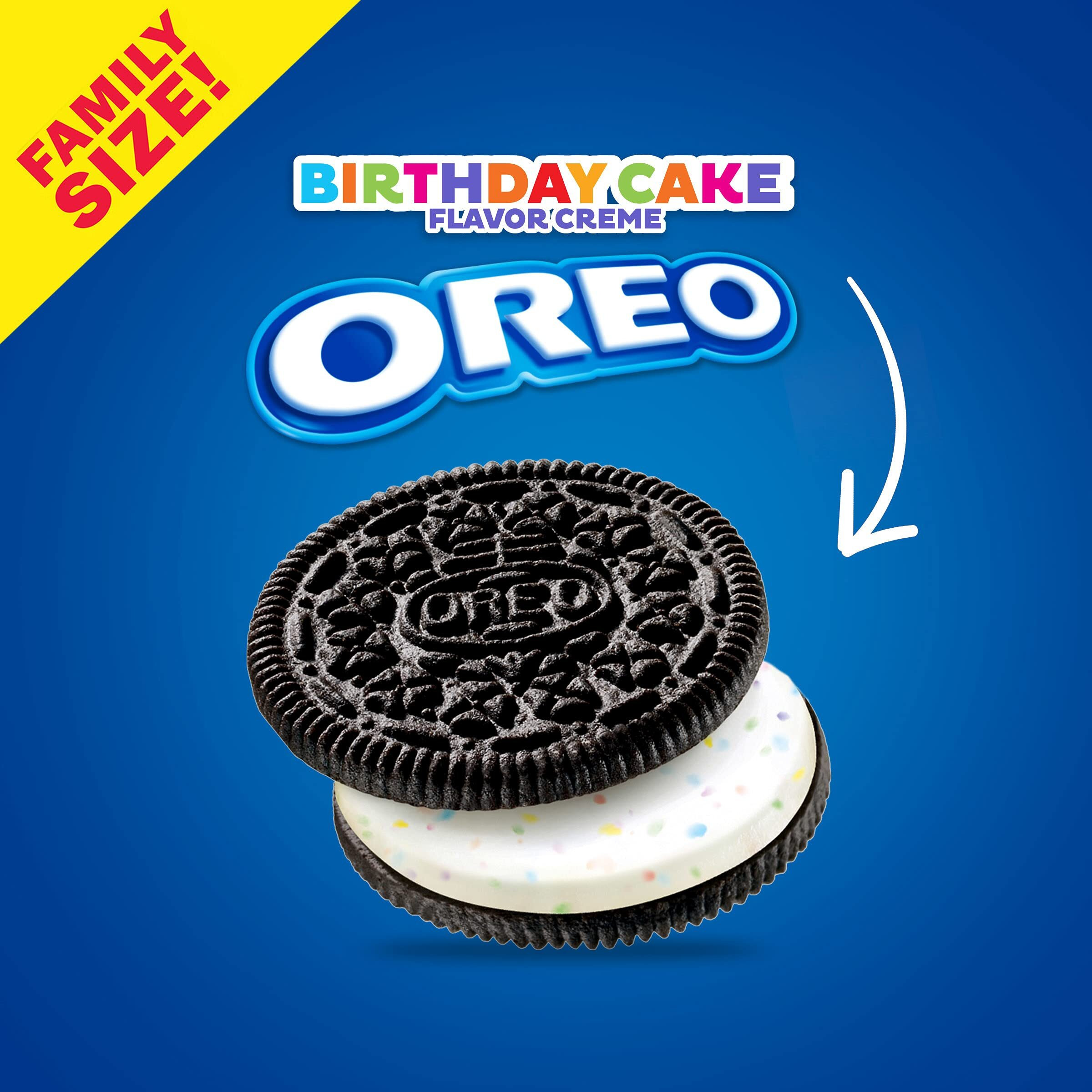 Oreo Birthday Cake Chocolate Sandwich Cookies, 1-17 Oz Family Size Package