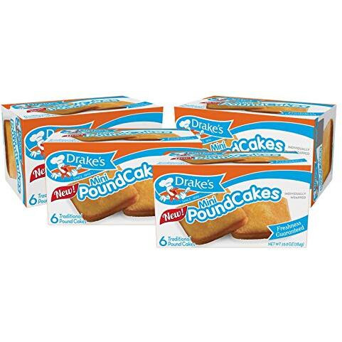 Drake's Mini Pound Cakes, 24 Traditional Pound Cakes (Pack Of 4)