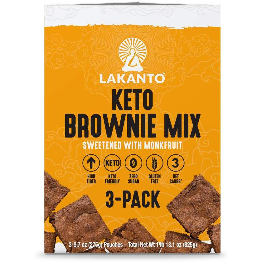 Lakanto Sugar Free Brownie Mix - Sweetened With Monk Fruit Sweetener, Keto Diet Friendly, Delicious Dutched Cocoa, High In Fiber, 3G Net Carbs, Gluten Free, Easy To Make Dessert (Pack Of 3)