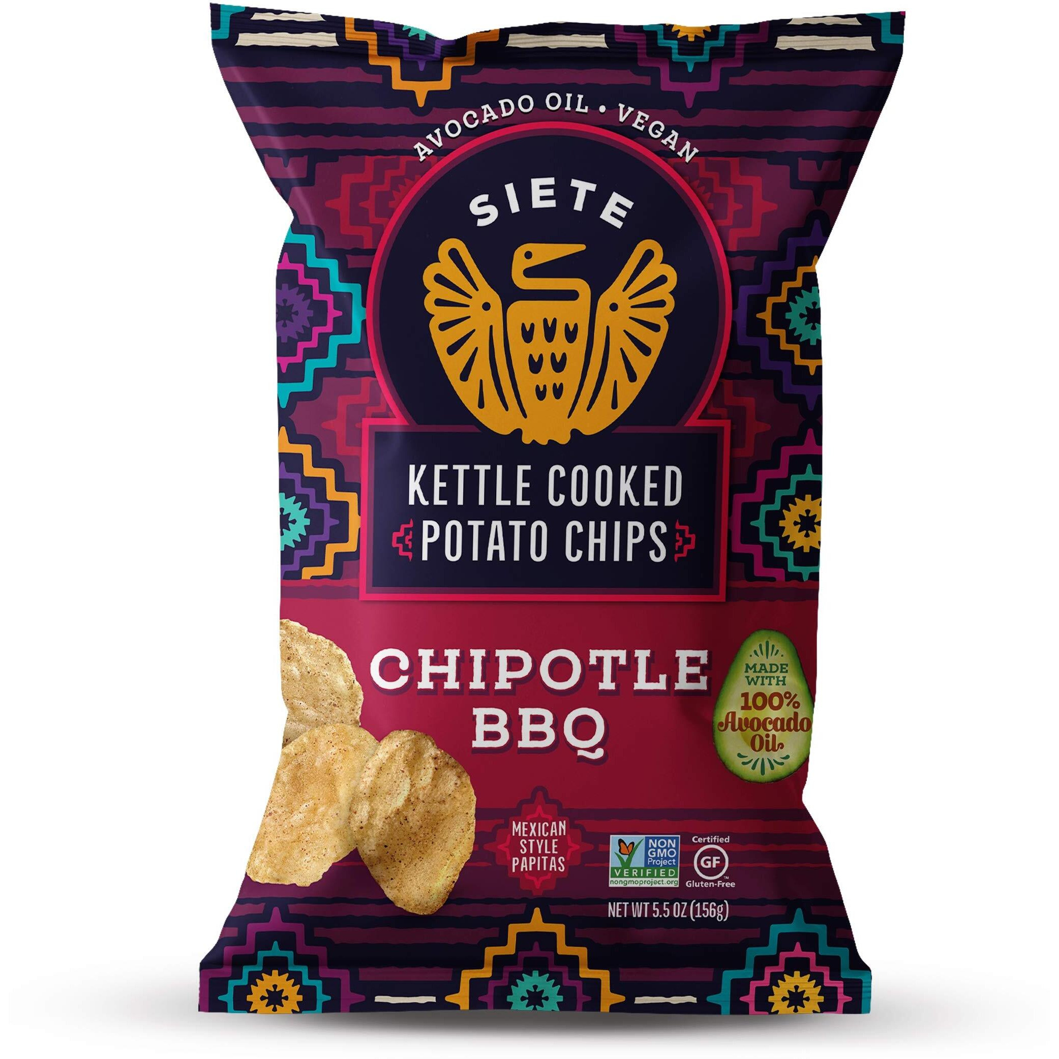 Siete Grain Free Potato Chips - Kettle Cooked | Gluten Free Chips | Vegan Snacks | Non Gmo | Chipotle Bbq, 5.5 Ounce (Pack Of 6)