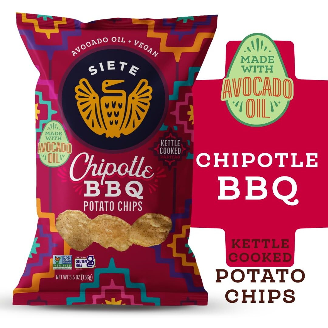 Siete Grain Free Potato Chips - Kettle Cooked | Gluten Free Chips | Vegan Snacks | Non Gmo | Chipotle Bbq, 5.5 Ounce (Pack Of 6)