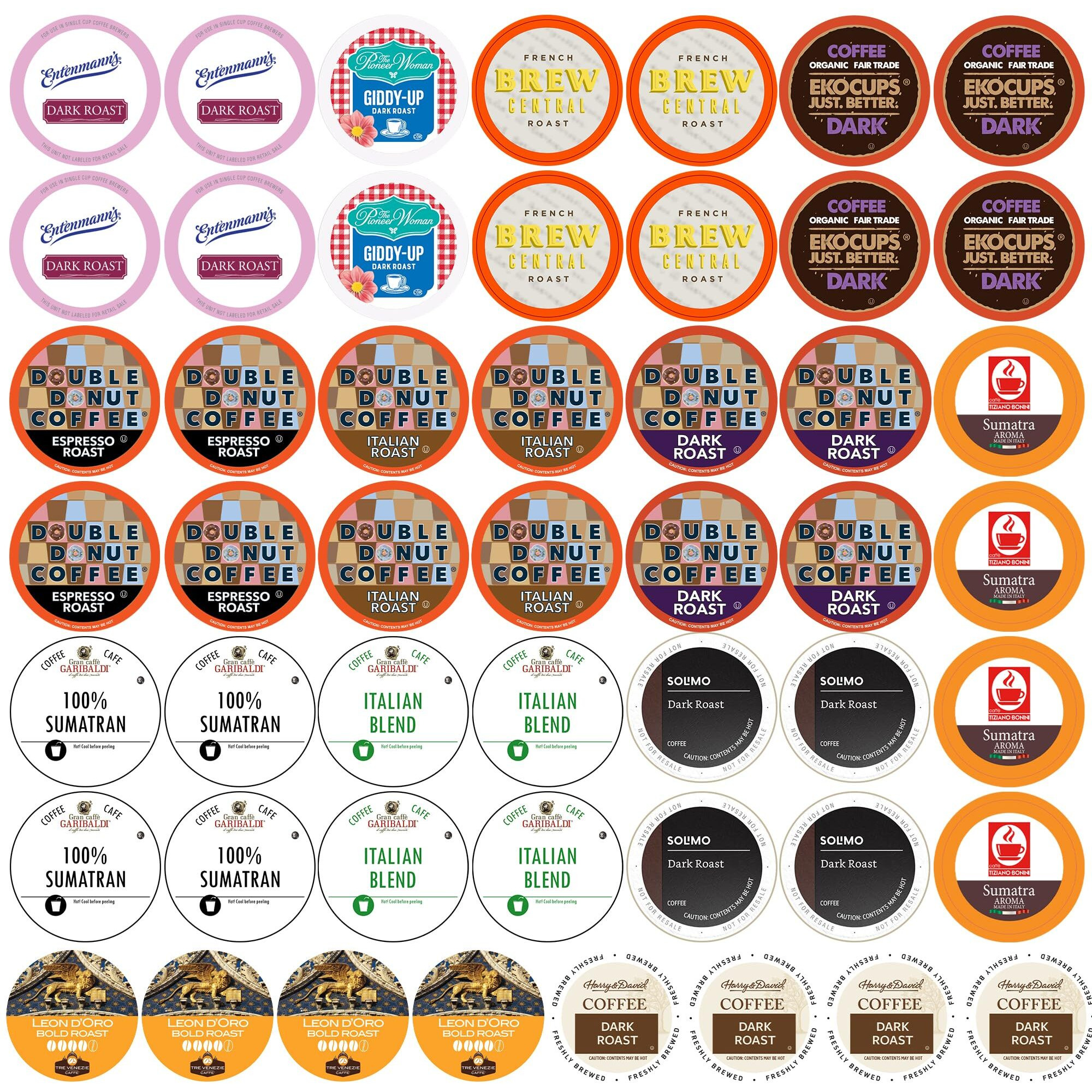 Perfect Samplers Dark Roast And Flavors Single Serve Coffee Pods For Keurig K Cup Machines, Bold Lover's Select, 50 Count