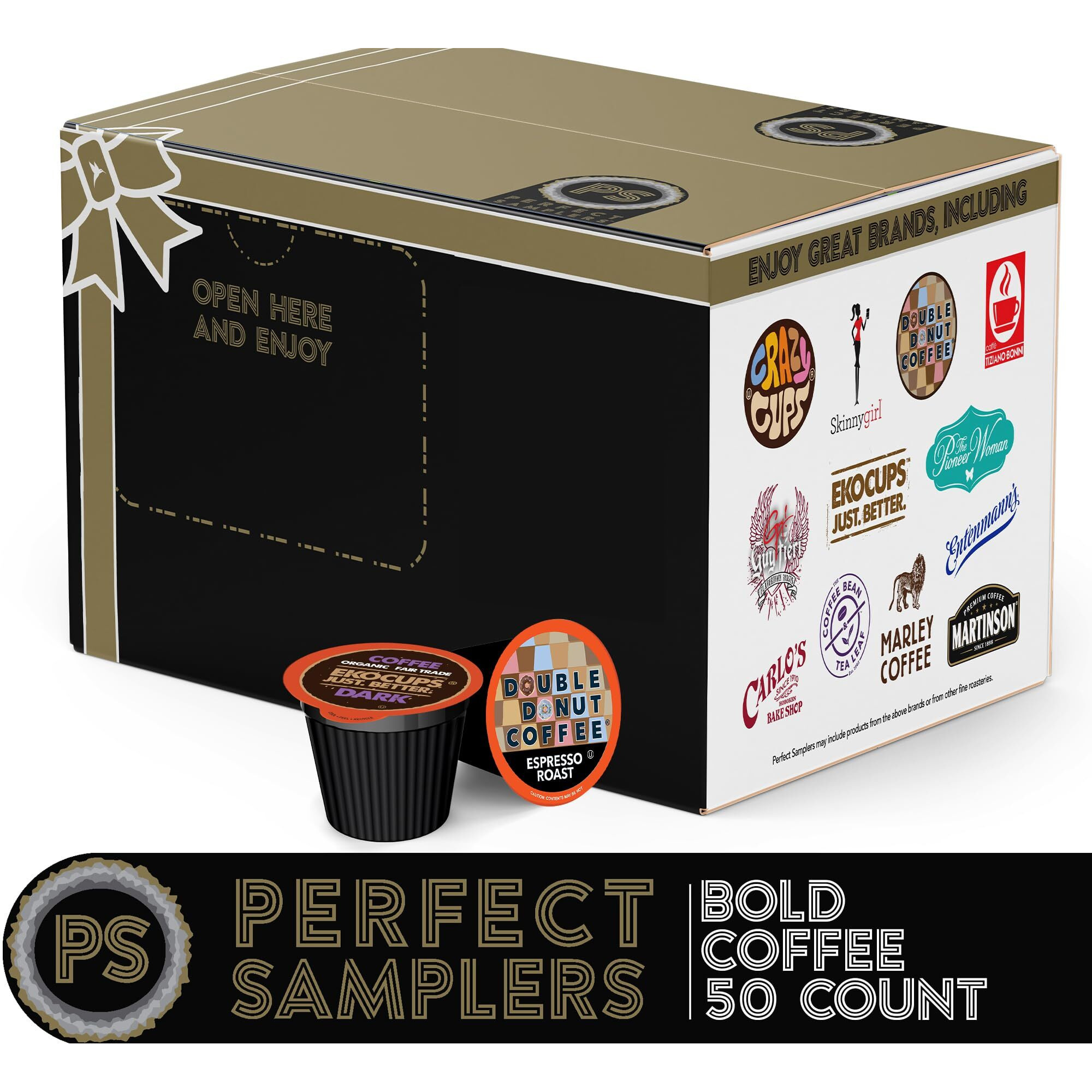 Perfect Samplers Dark Roast And Flavors Single Serve Coffee Pods For Keurig K Cup Machines, Bold Lover's Select, 50 Count