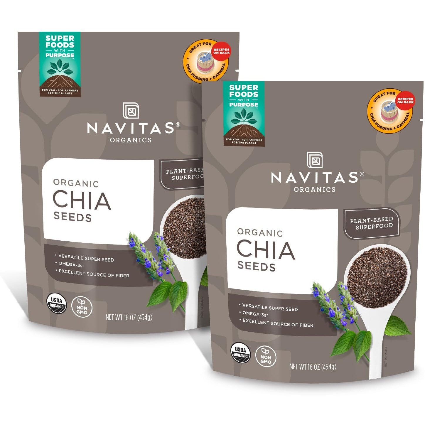 Navitas Organics Chia Seeds, 16 Oz. (2-Pack) 76 Servings - Organic, Non-Gmo, Gluten-Free