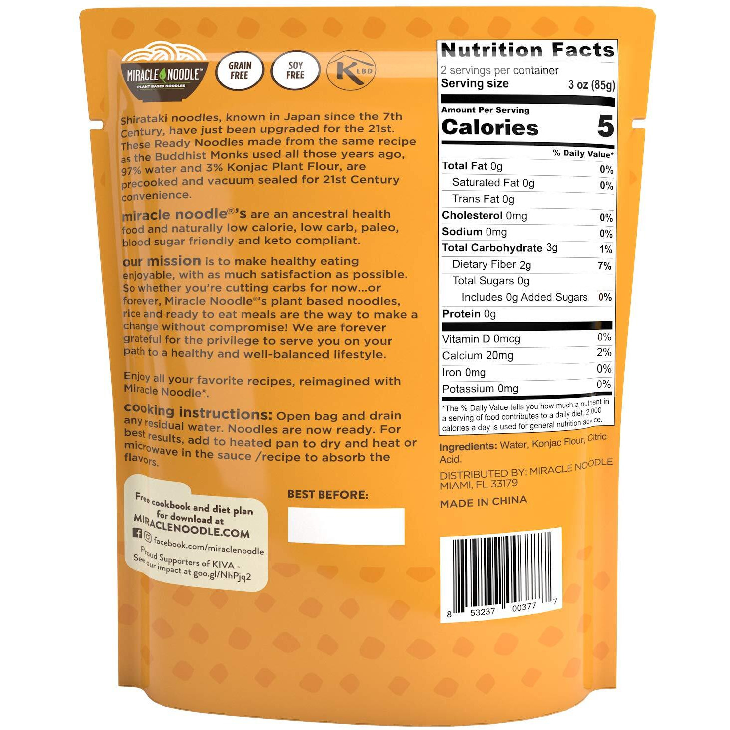 Miracle Noodle Angel Hair Pasta - Ready To Eat Shirataki Noodles, Konjac Noodles, Vegan, Gluten-Free, Low Carb Pasta, Paleo, Low Calorie Noodles, Soy Free, Non-Gmo, Keto Pasta Noodles - 7 Oz, 6-Pack