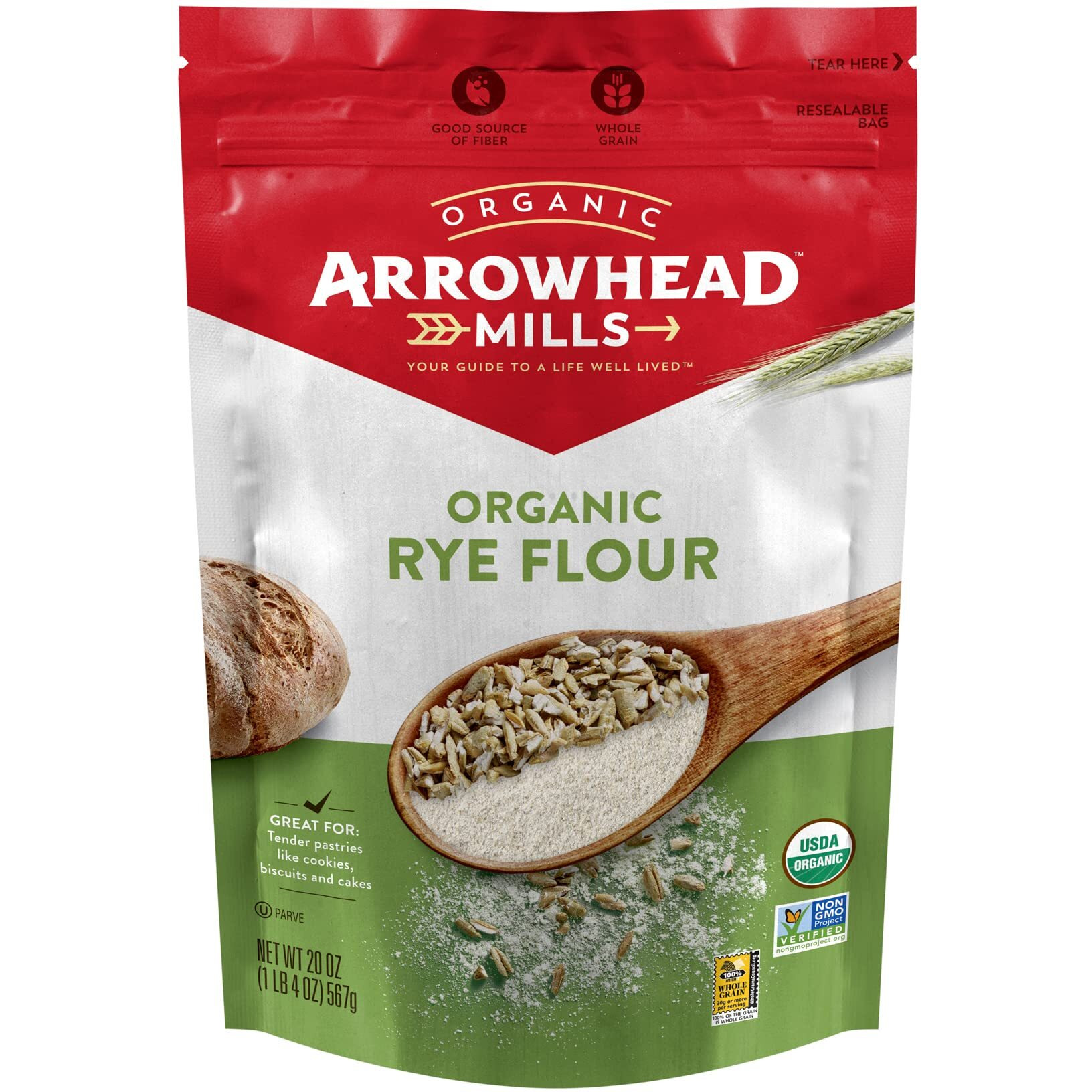 Arrowhead Mills Organic Rye Flour, 20 Ounce (Pack Of 6)