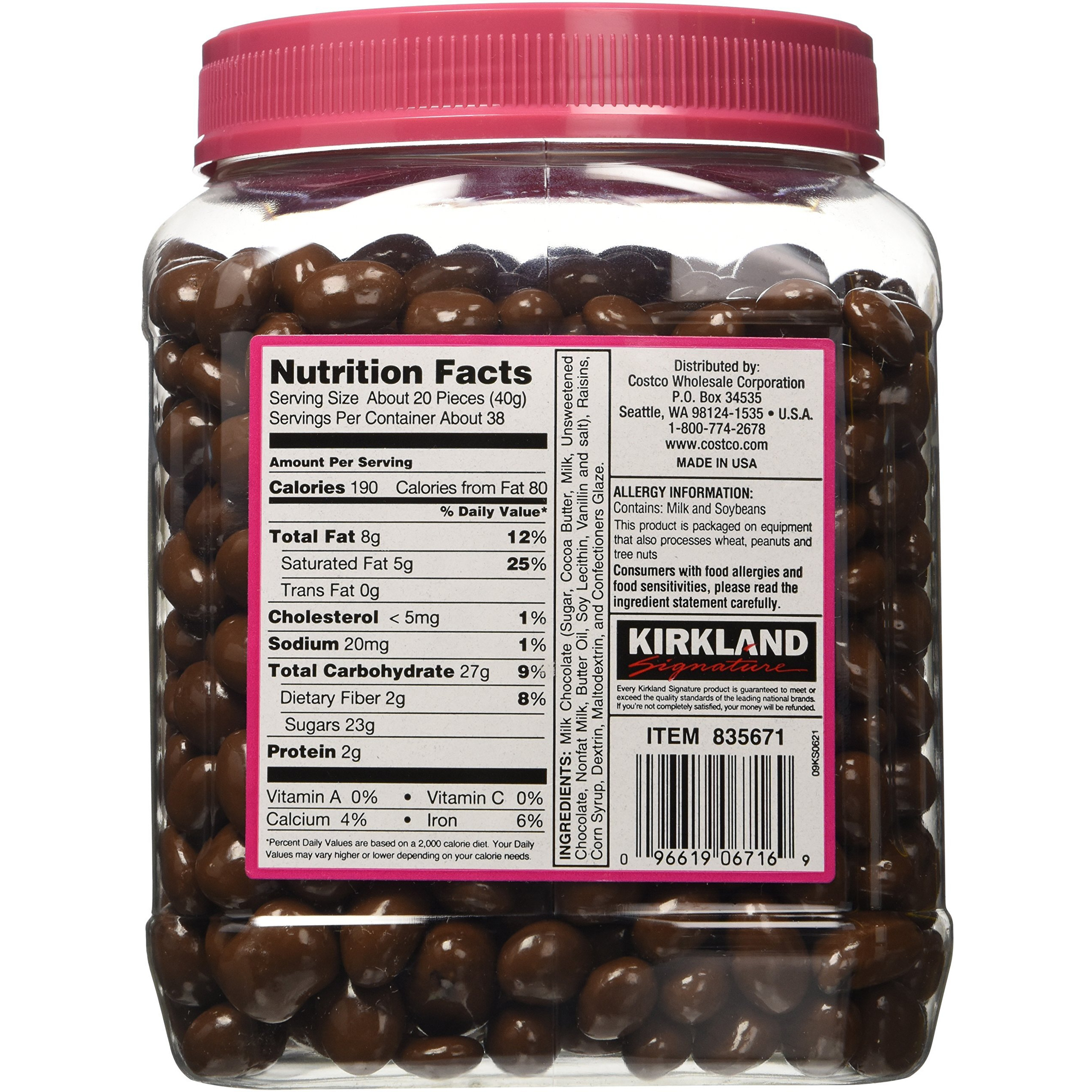 Kirkland Signature Milk Chocolate, Raisins, 54 Ounce X 2 (Pack Of 2)