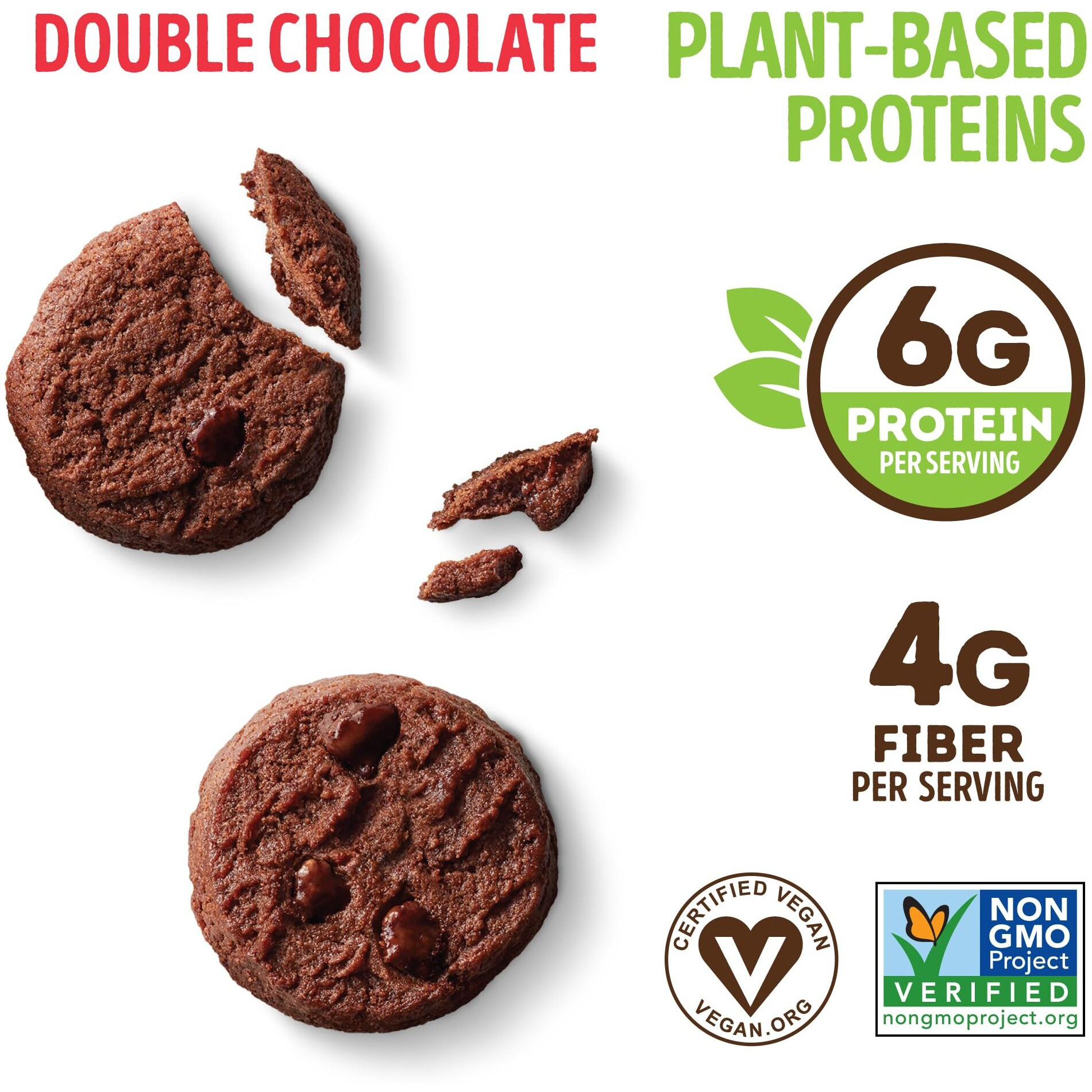 Lenny & Larry's The Complete Crunchy Cookie, Double Chocolate, 6G Plant Protein, Vegan, Non-Gmo, 4.25 Ounce Pouch (Pack Of 6)
