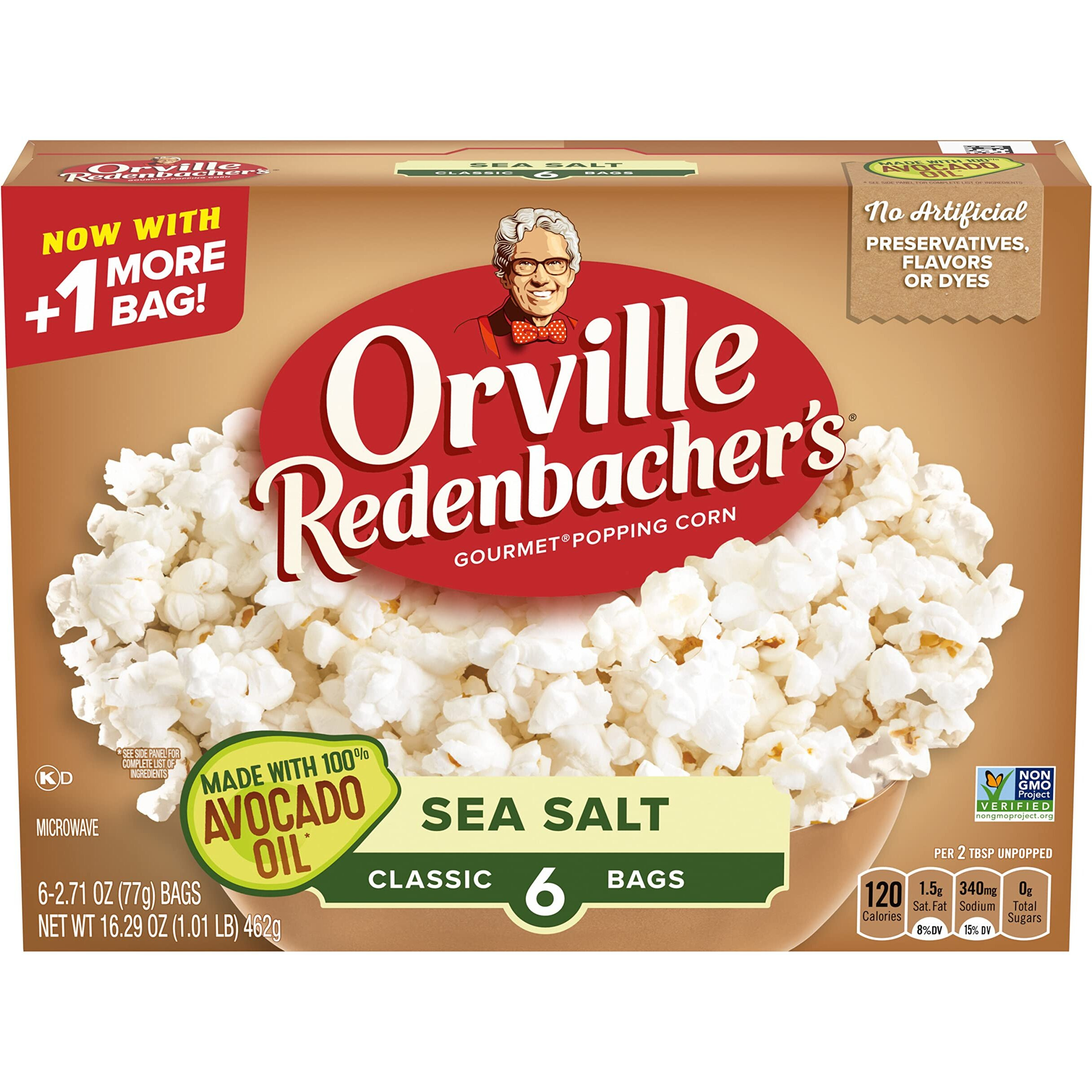 Orville Redenbacher's Avocado Oil Sea Salt Microwave Popcorn, 6 Count, 2.71 Oz. Bags