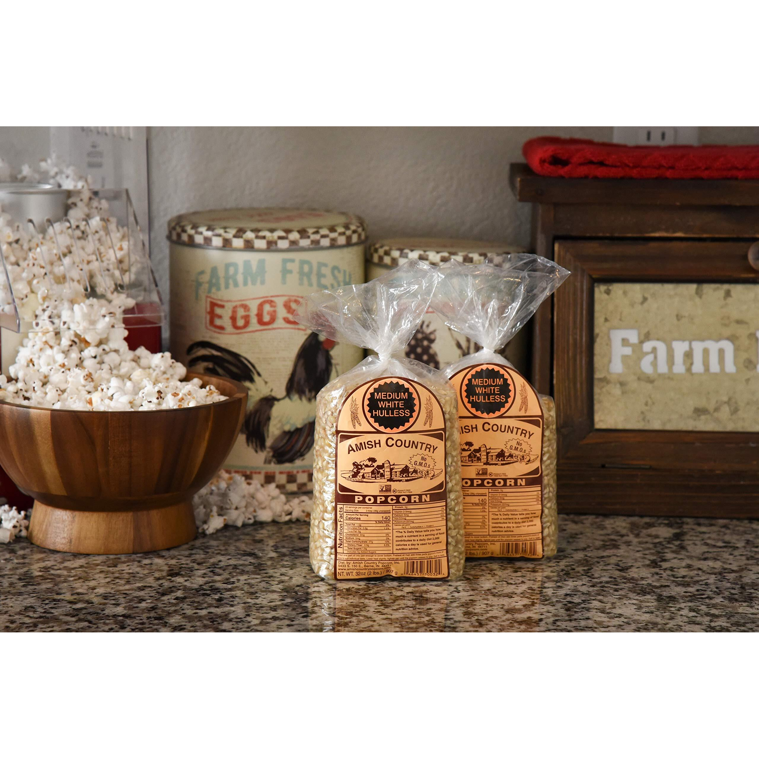 Amish Country Popcorn | 2-2 Lb Bags - Medium White Kernels | Old Fashioned, Non-Gmo And Gluten Free (2-2Lb Bags)