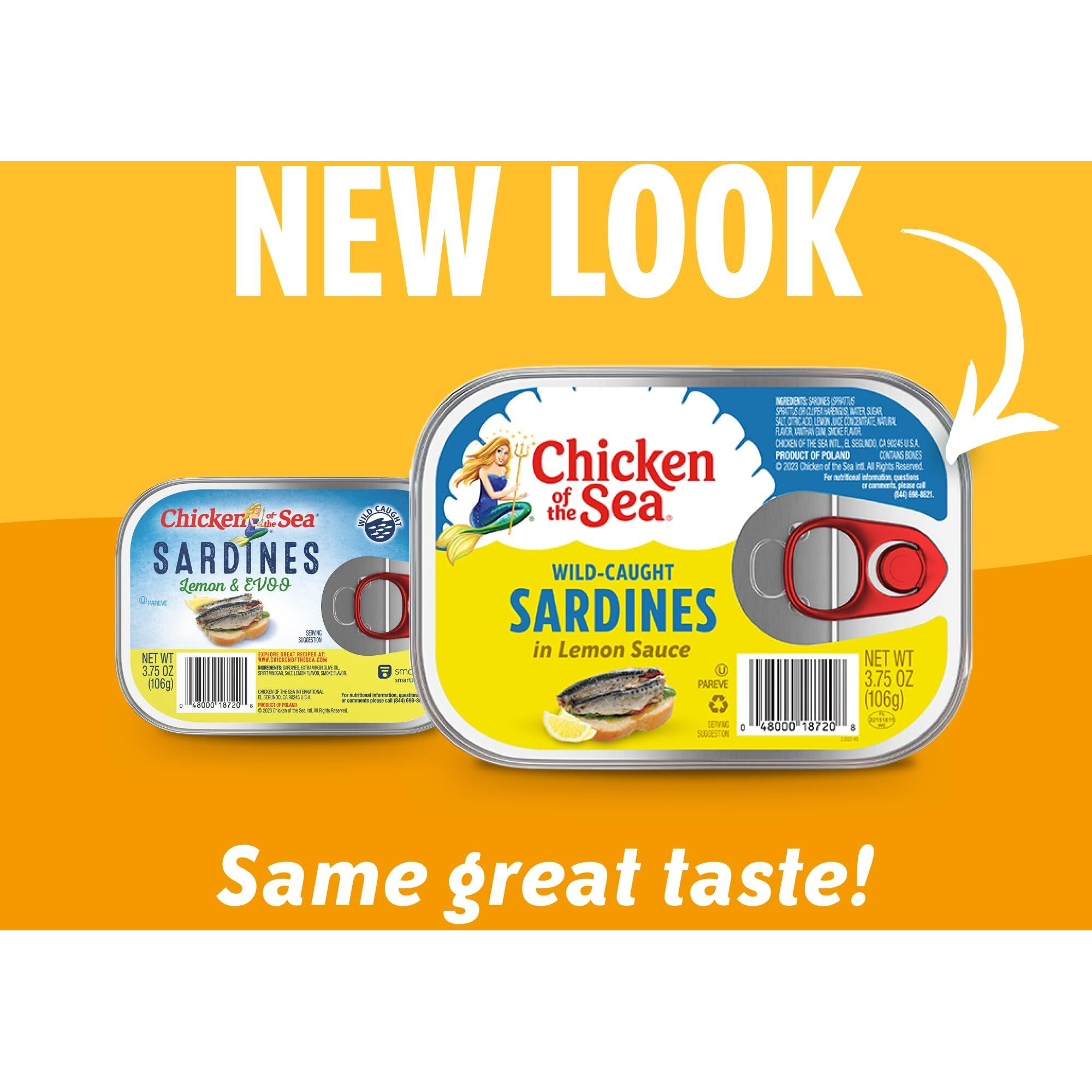 Chicken Of The Sea Sardines In Lemon Sauce, 3.75 Ounce Cans (Pack Of 18), Wild Caught Canned Sardines