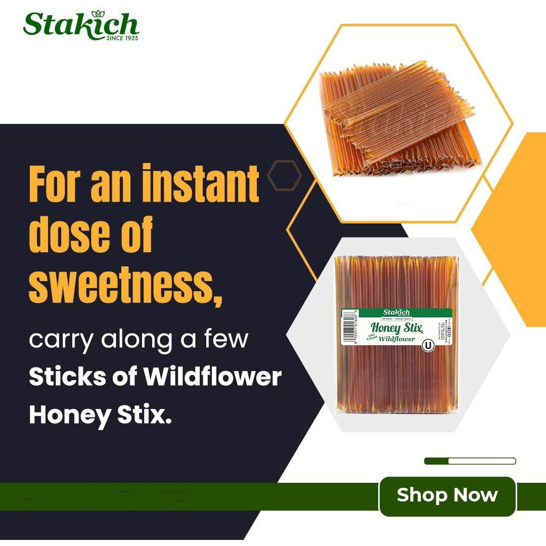Stakich Wildflower Honey Stix (200 Stix)