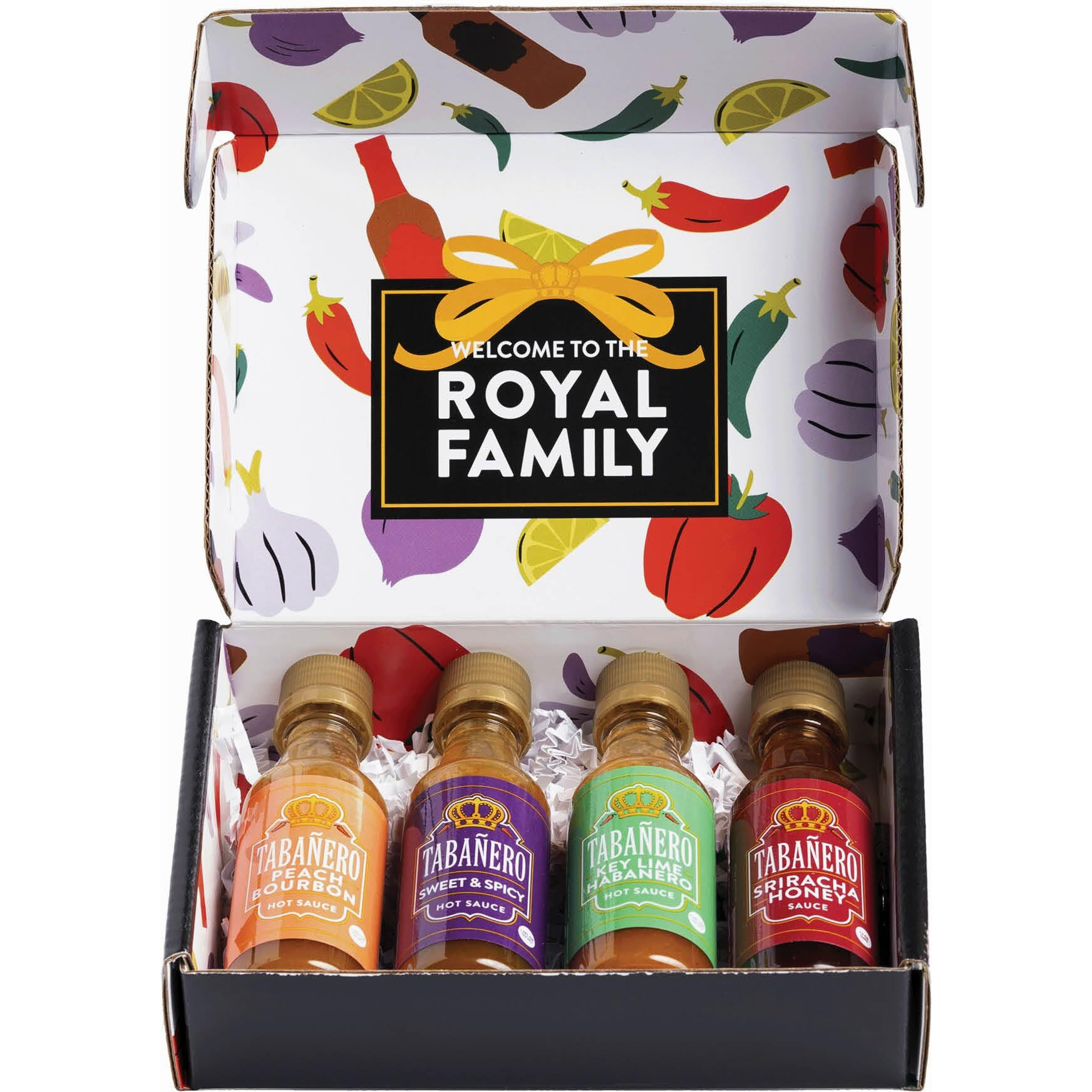 Mini Hot Sauce Gift Set By Tabanero Peach Bourbon, Sriracha Honey, Key Lime Habanero, Sweet & Spicy, All Natural, Gluten Free, Low Sodium, Vegan, Kosher, Made In The Usa, 4-Pack, 1.7 Oz Mini Bottles
