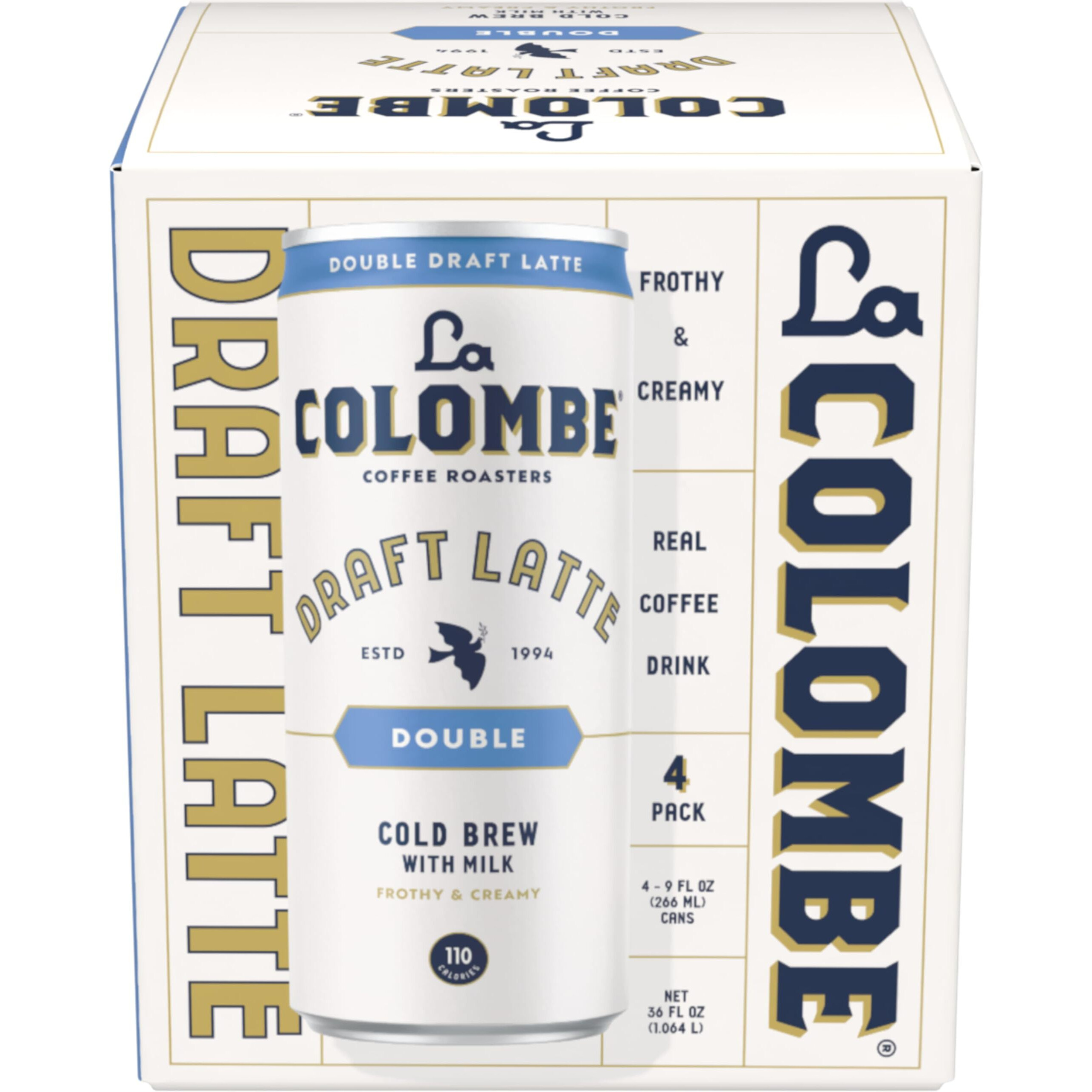 La Colombe Double Shot Draft Latte - 9 Fluid Ounce, 4 Count - Cold-Pressed Espresso And Frothed Milk - Made With Real Ingredients - Grab And Go Coffee