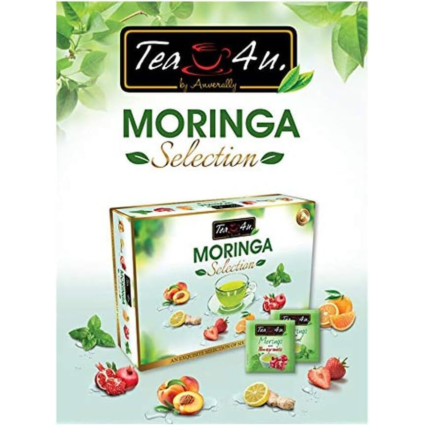 Tea4U Moringa Oleifera Flavored Energy Tea (Moringa Selection) | With Freshness Flavourful Blended Distinct Flavors - 25 Count Sealed Tea Bags