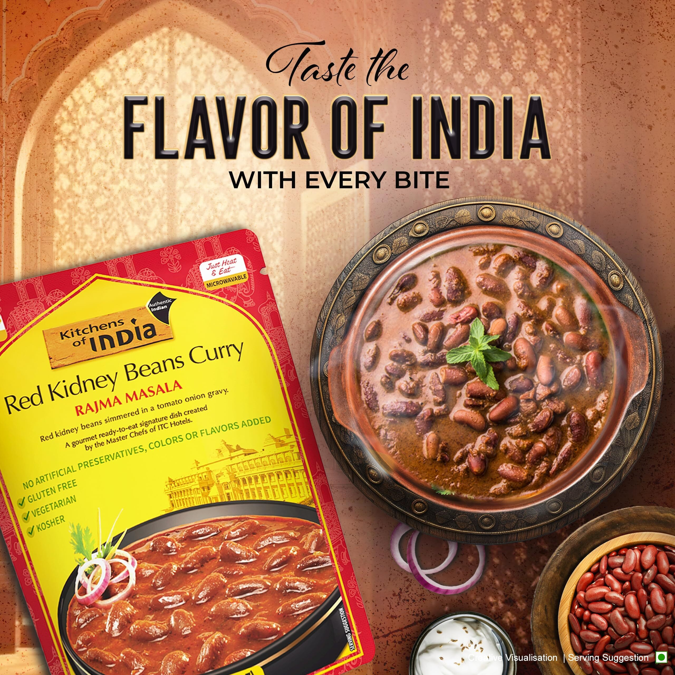 Kitchens Of India Rajma Masala - Red Kidney Beans Curry, 10 Ounces (Pack Of 3), Gourmet Ready To Eat Authentic Vegetarian Indian Food, Gluten-Free