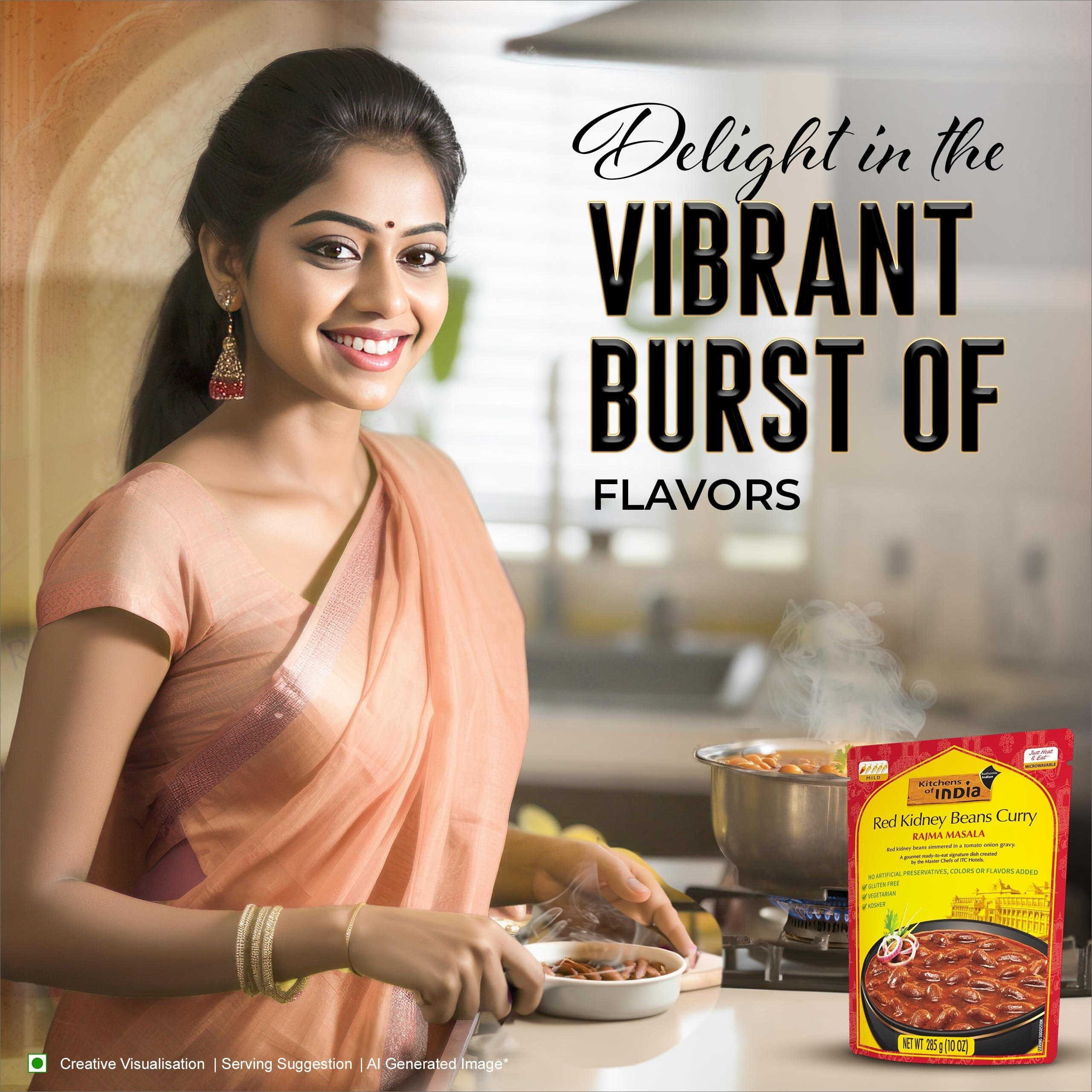 Kitchens Of India Rajma Masala - Red Kidney Beans Curry, 10 Ounces (Pack Of 3), Gourmet Ready To Eat Authentic Vegetarian Indian Food, Gluten-Free