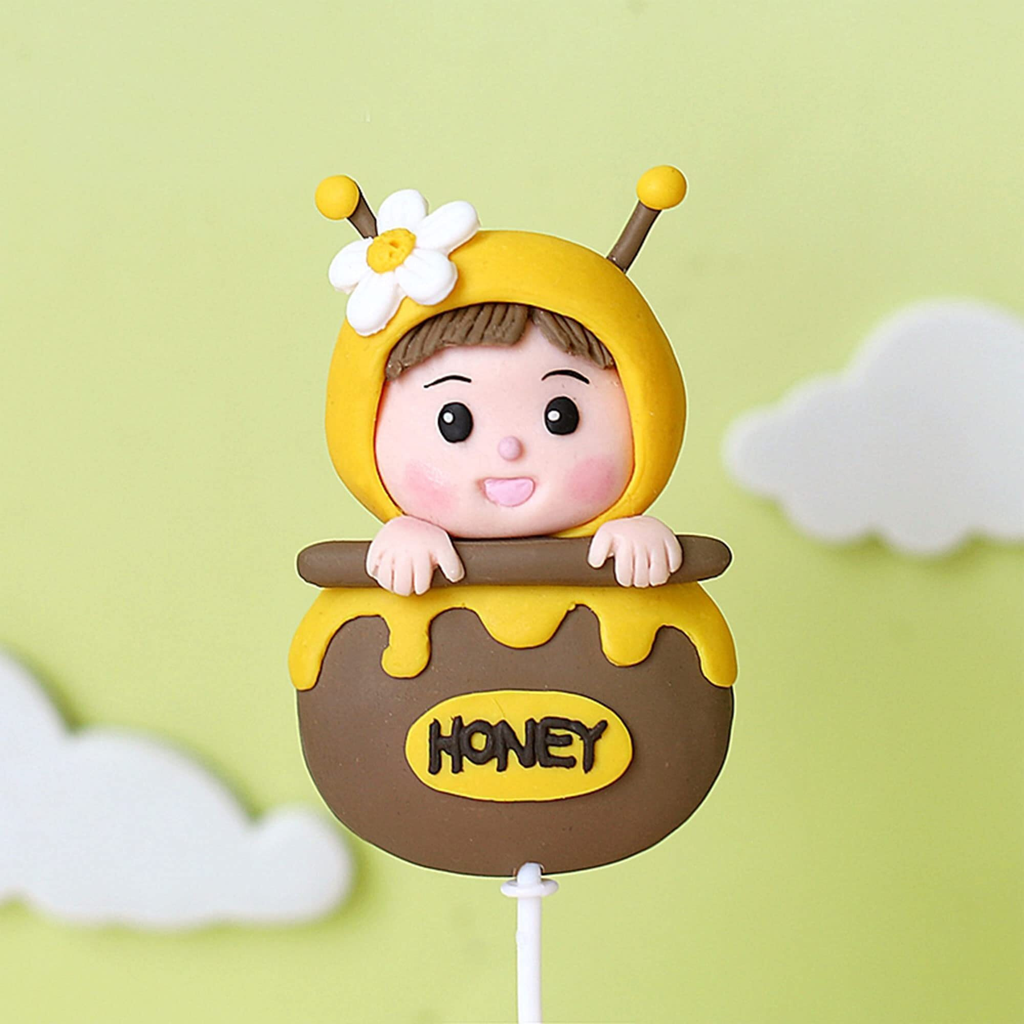 Gyufise 11Pcs Bumble Bee Cake Toppers Honeycomb Flower Oh Babee Cupcake Picks Gender Reveal Cake Decorations For Baby Shower Kids Boys Girls Birthday Party Supplies