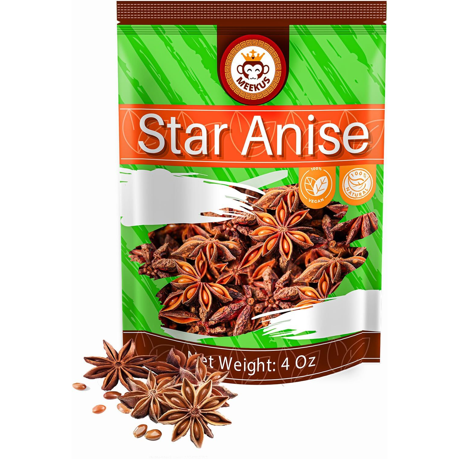 Meekus Star Anise (Anis Estrella) Anise Seeds, Star Anise Whole, Whole Chinese Star Anise Pods For Tea And Baking, 12 Oz
