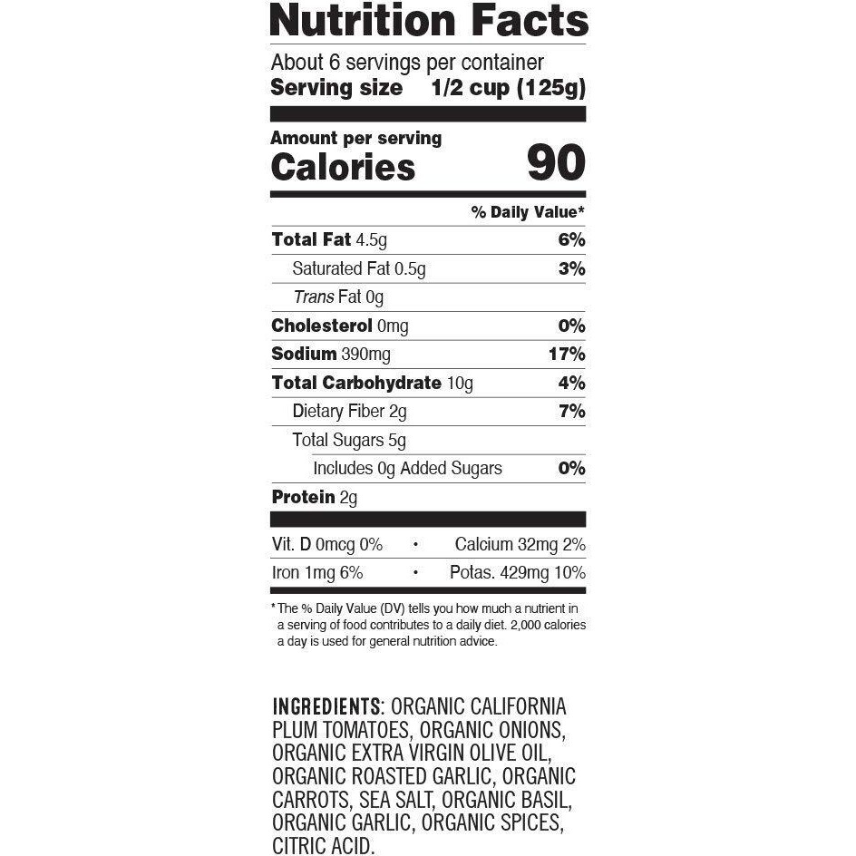 Sonoma Gourmet Roasted Garlic Pasta Sauce | Usda Organic, Non-Gmo, No Sugar Added | Made With Fresh Ingredients | 25 Ounce Jars (Pack Of 6)