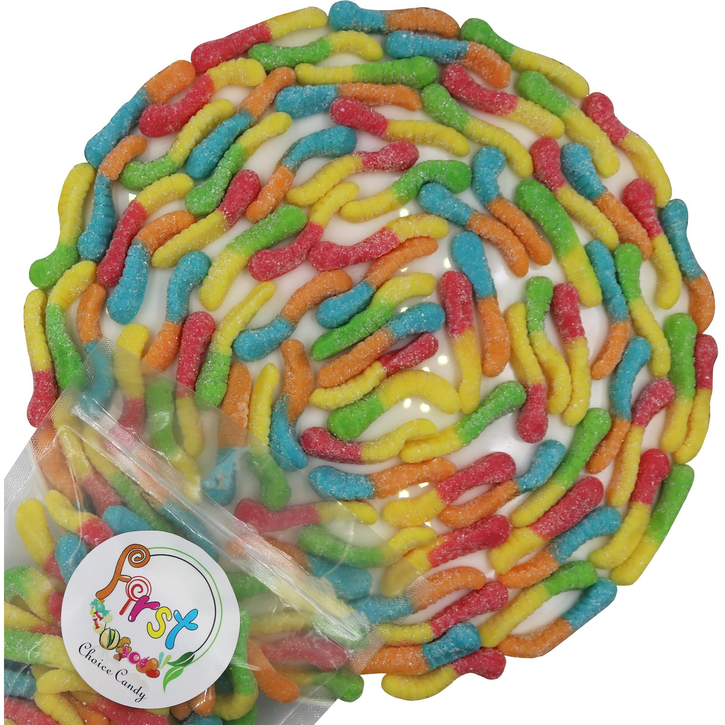Firstchoicecandy Sour Gummy Crawlers Candy (Neon Worms, 5 Pound (Pack Of 1))
