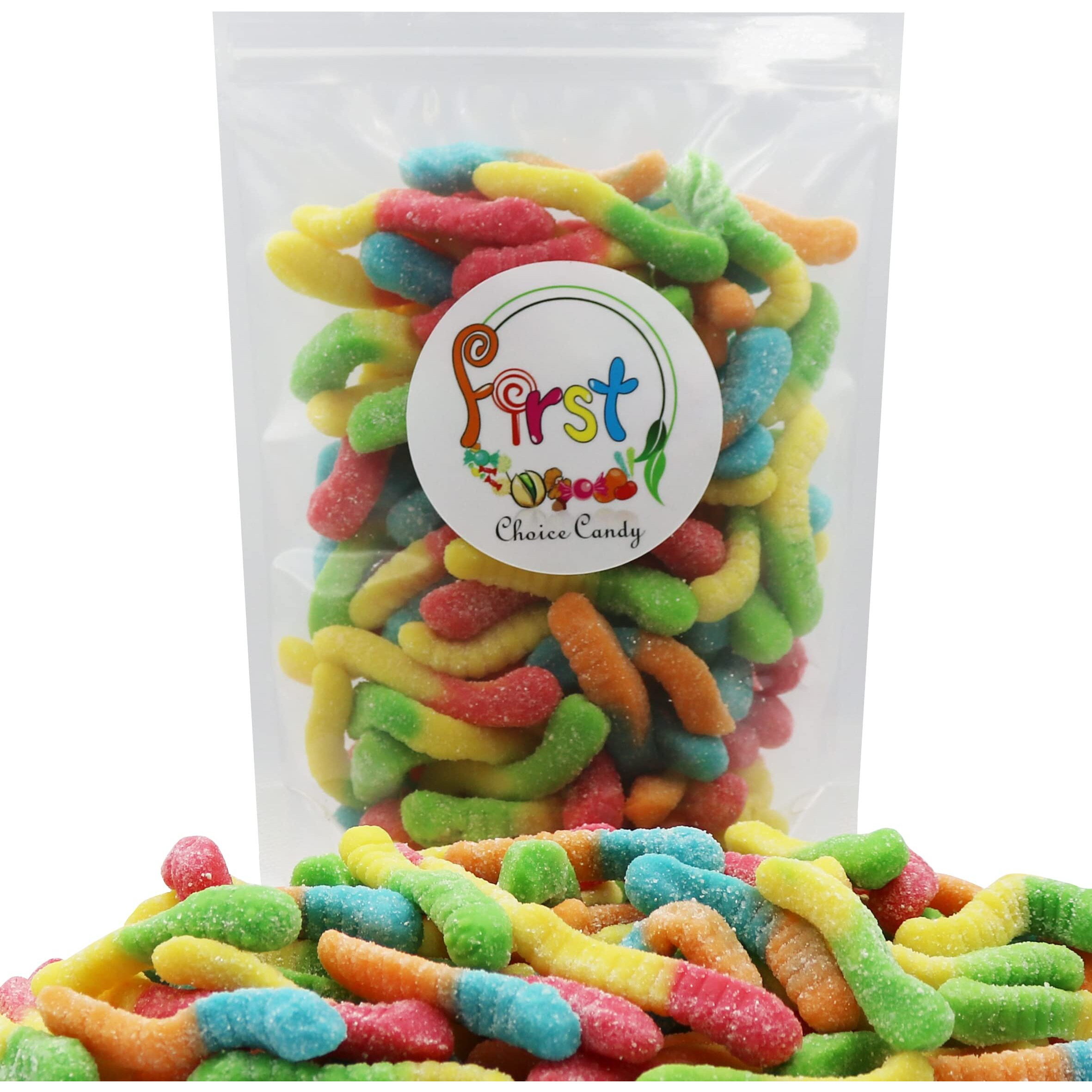 Firstchoicecandy Sour Gummy Crawlers Candy (Neon Worms, 5 Pound (Pack Of 1))