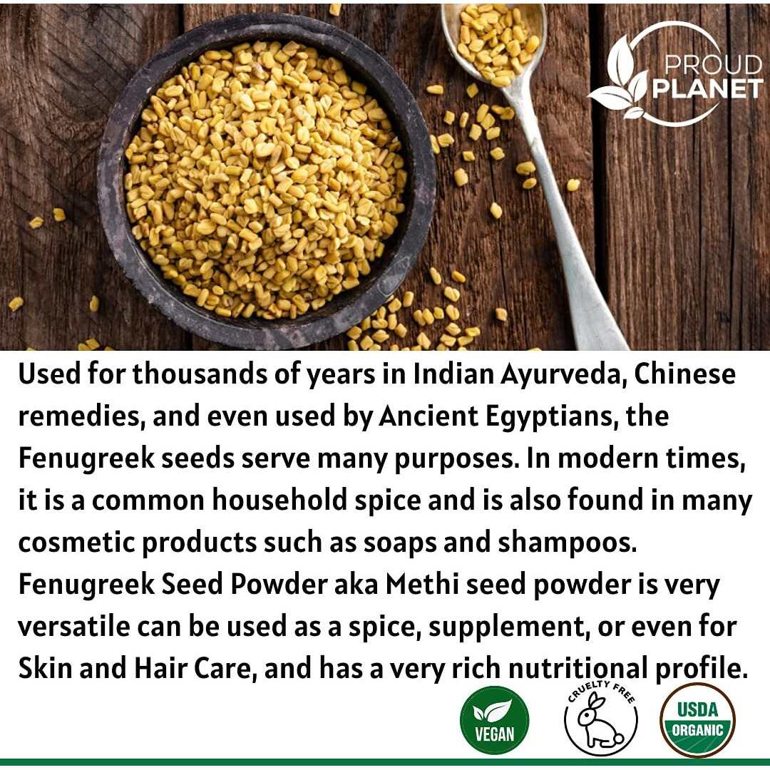 Organic Fenugreek Powder 8Oz (226G) For Health, Skin & Hair Methi Seeds Powder | Non Gmo & Gluten Free | Usda Certified By Proud Planet