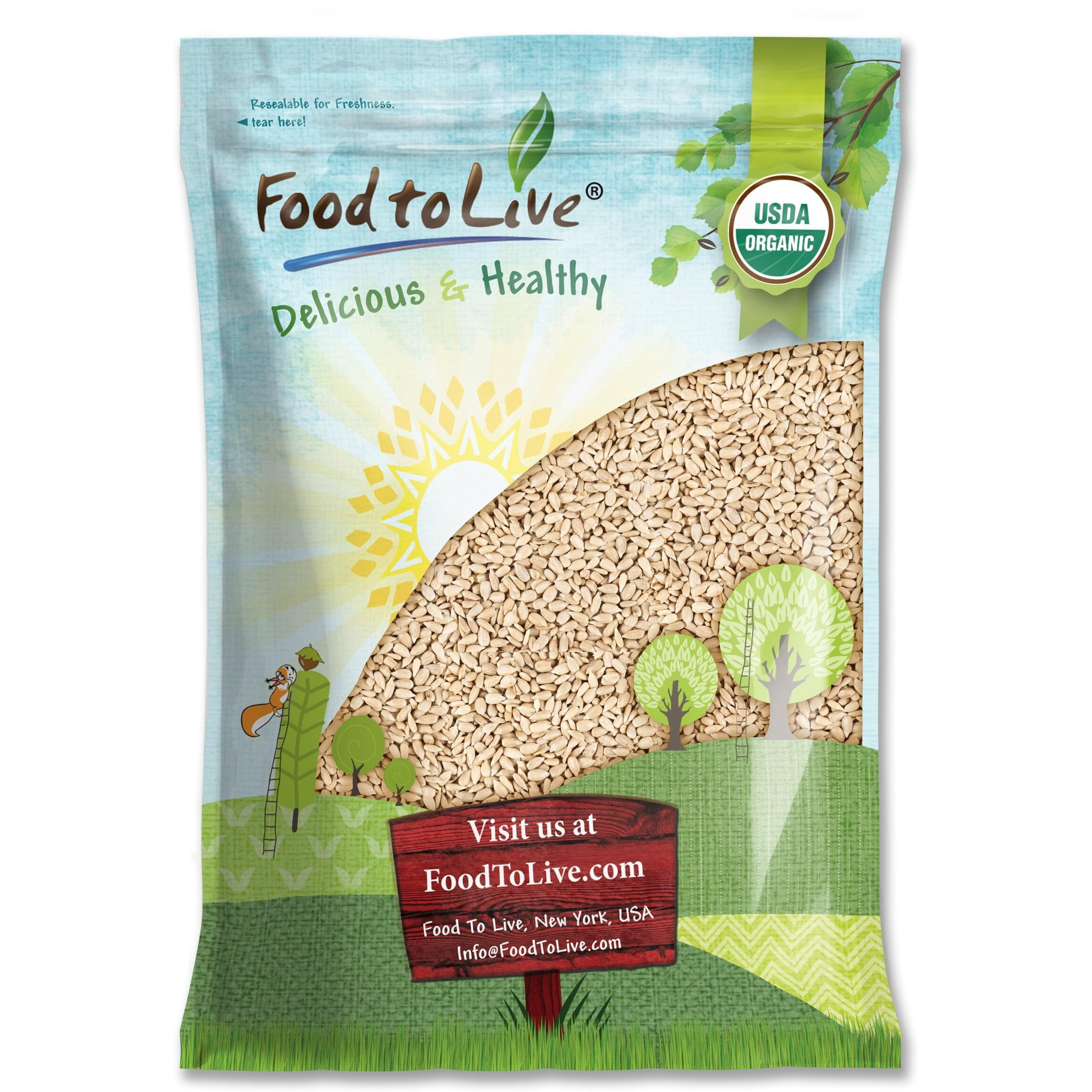Food To Live Organic Sunflower Seeds, 5 Pounds Hulled, Raw, Non-Gmo, Dried Kernels, Unsalted, Kosher, Vegan, Keto, Paleo, Sirtfood, Bulk, Good Source Of Protein