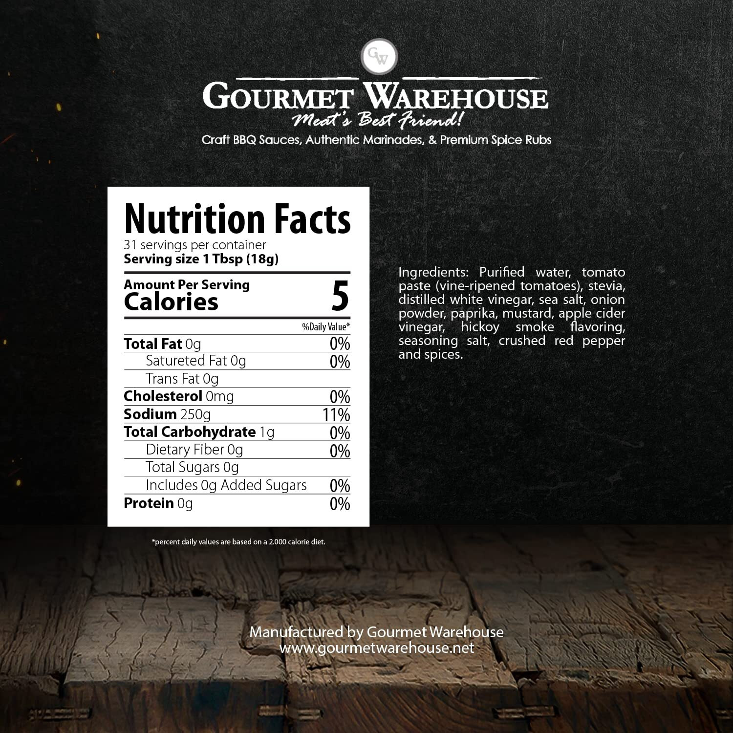 Gourmet Warehouse Sugar Free Bbq Sauce, Premium Barbecue Sauces Handcrafted In Small Batches Gluten-Free, Hfcs-Free, Low Carb, Paleo, Keto Friendly Delicious Sauce 16 Ounces Bottle (Pack Of 2)