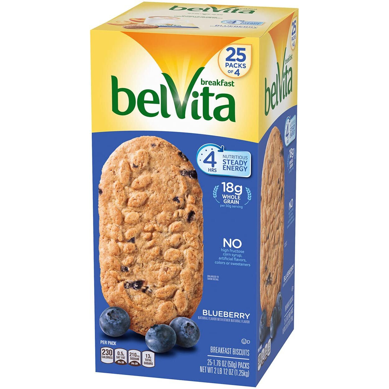 Belvita Breakfast Biscuits, Blueberry, 25 Count, 44 Ounce